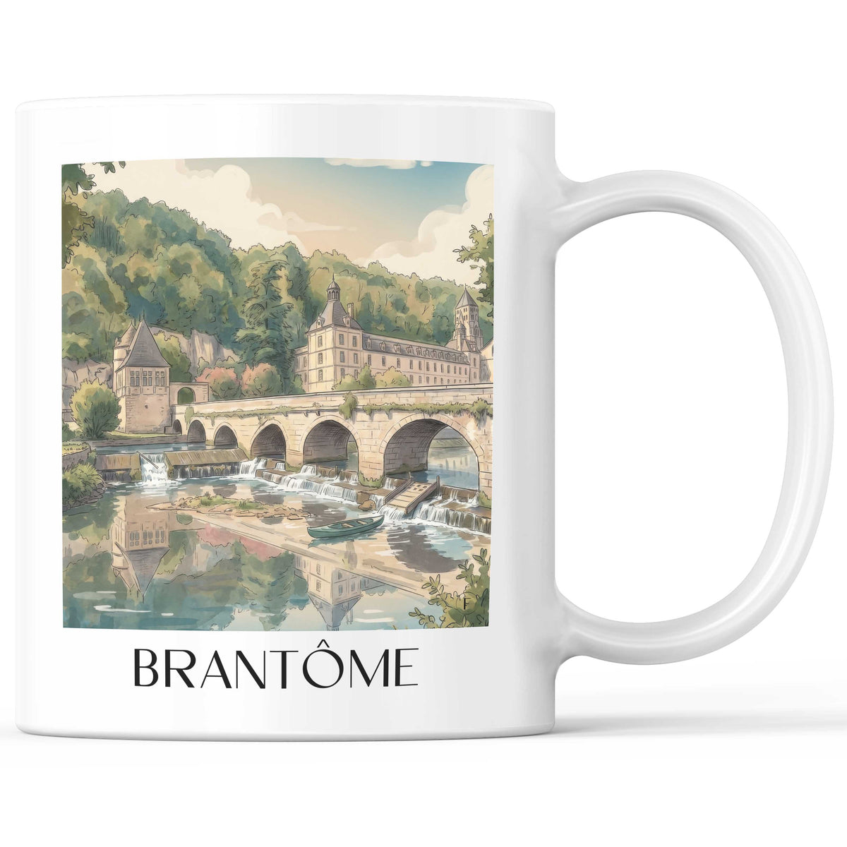 Brantôme Kaffeebecher - Périgord Vert - Frankreich Becher - Kaffeetasse im Aquarell Stil - favplace