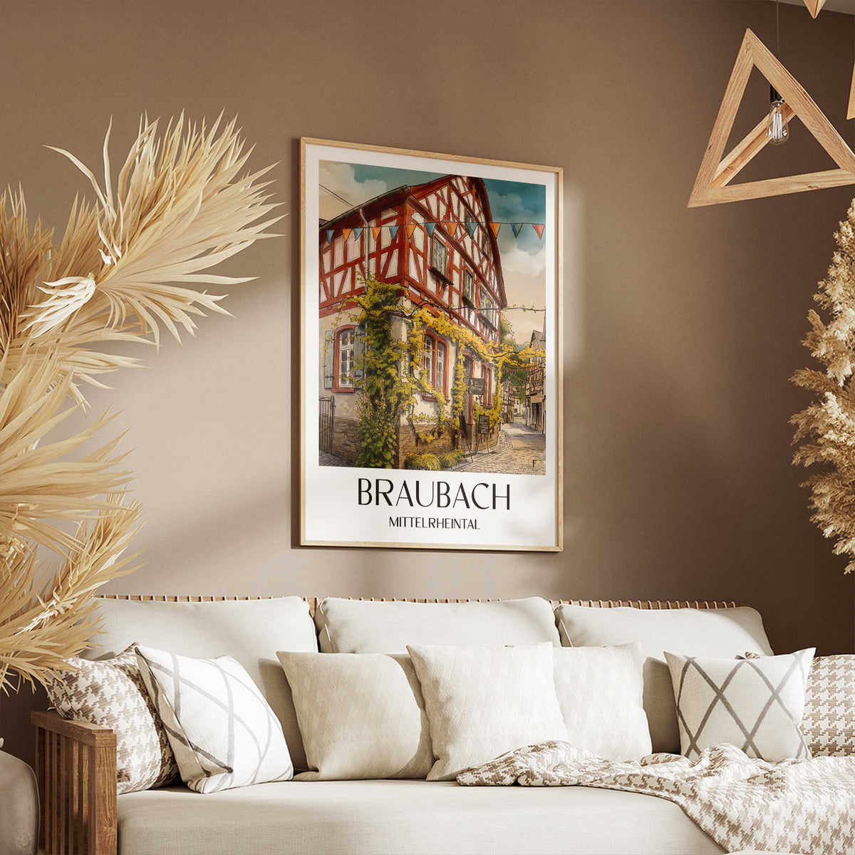 braubach-mittelrheintal-deutschland-poster-aquarell