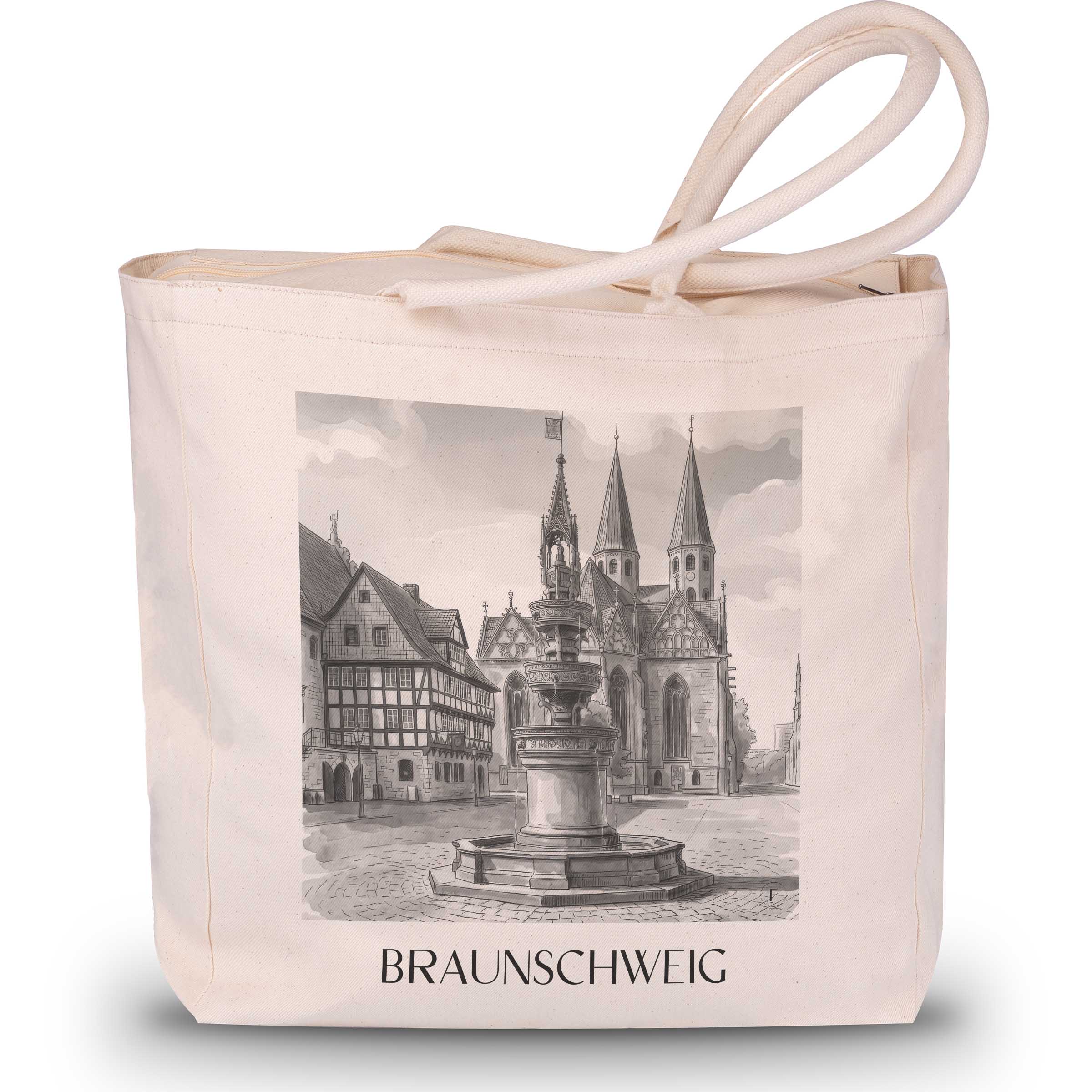 braunschweig-deutschland-einkaufstasche-aquarell-schwarz-weiss