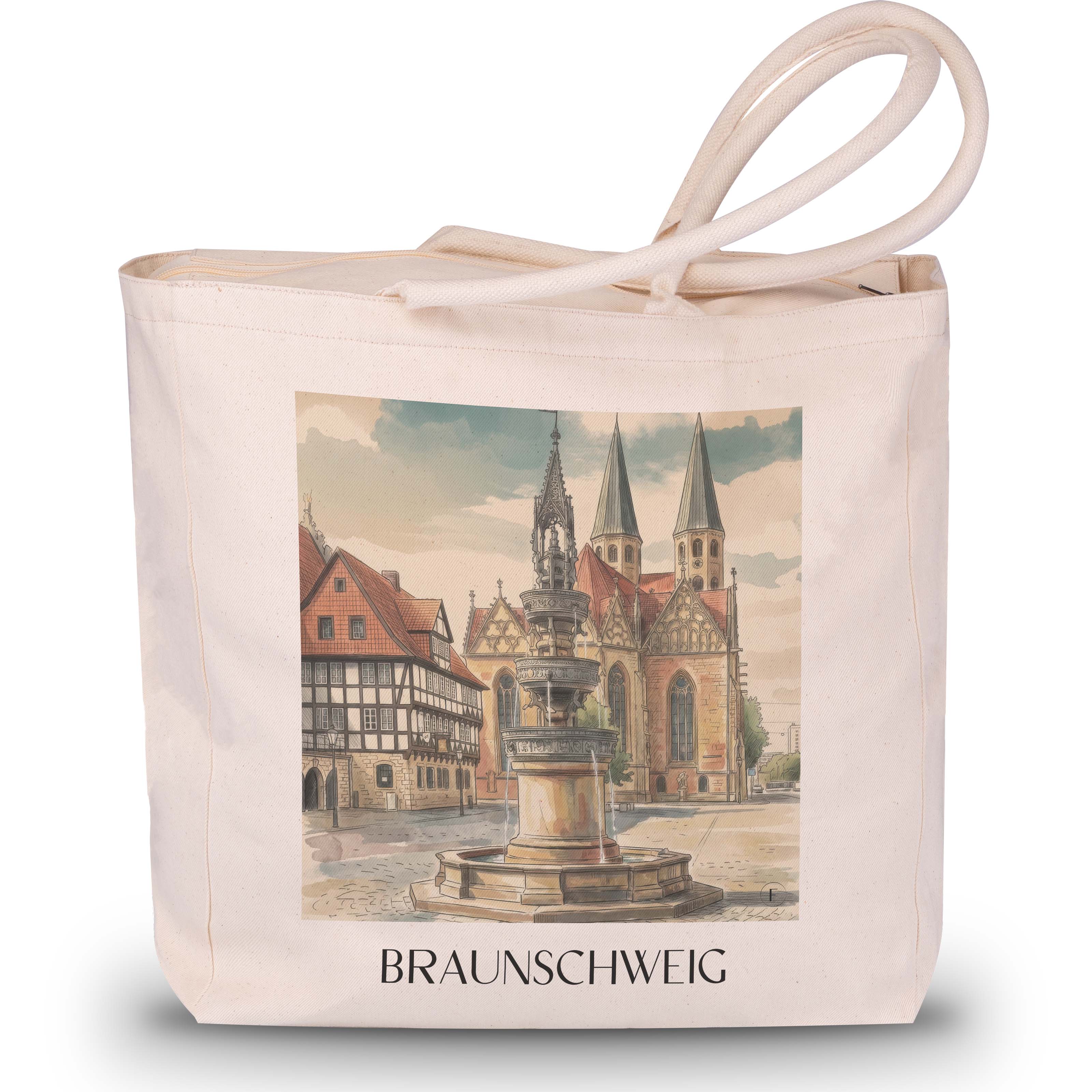 Braunschweig - Deutschland Tote Bag - Einkaufstasche im Aquarell Stil - favplace
