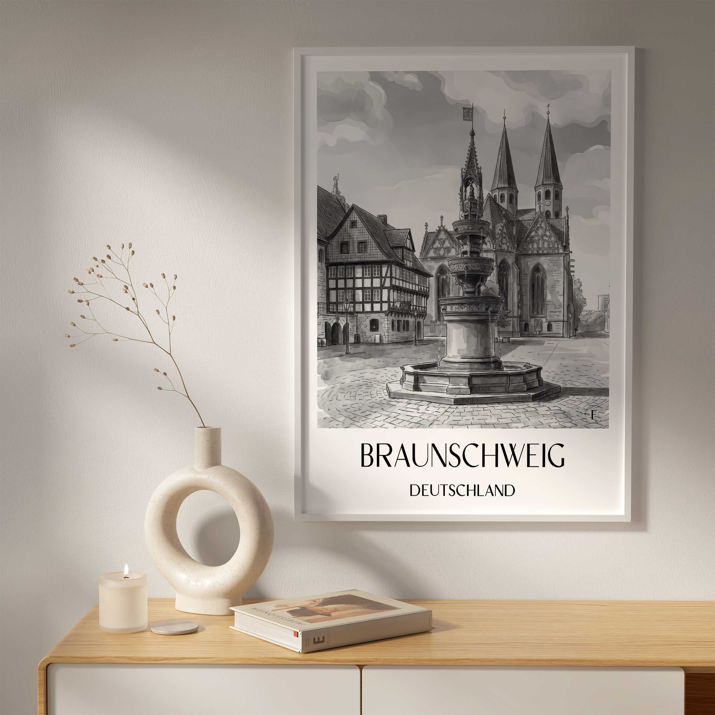 braunschweig-deutschland-poster-aquarell-schwarz-weiss