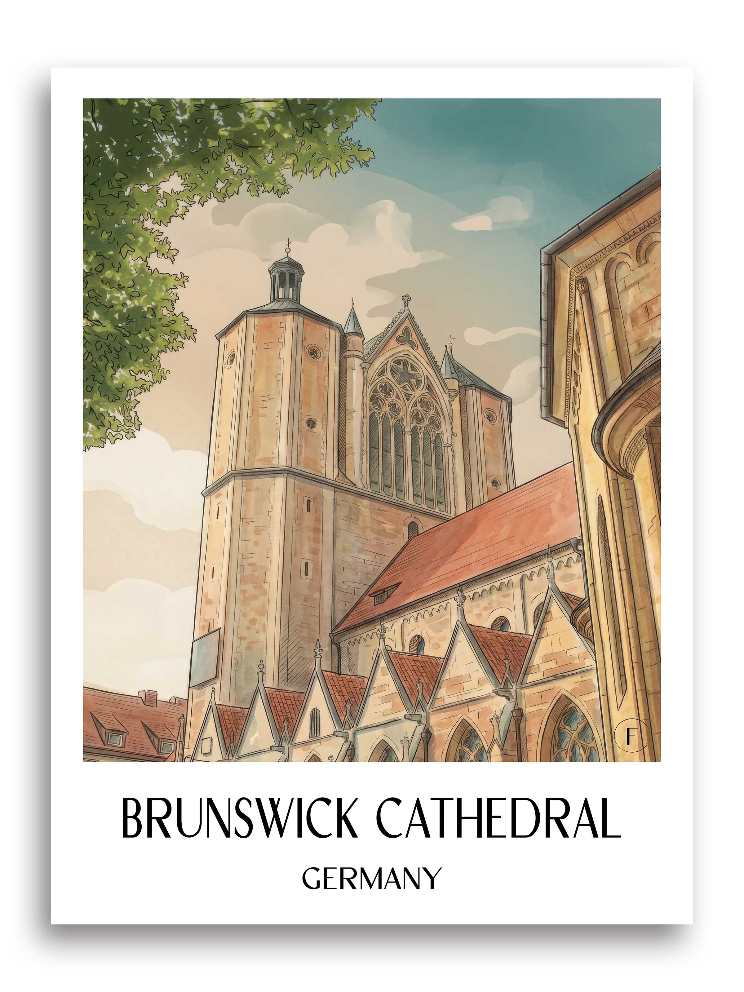 Braunschweiger Dom Poster - Niedersachsen - Deutschland Kunstdruck - Aquarell von A4 bis A1 - favplace