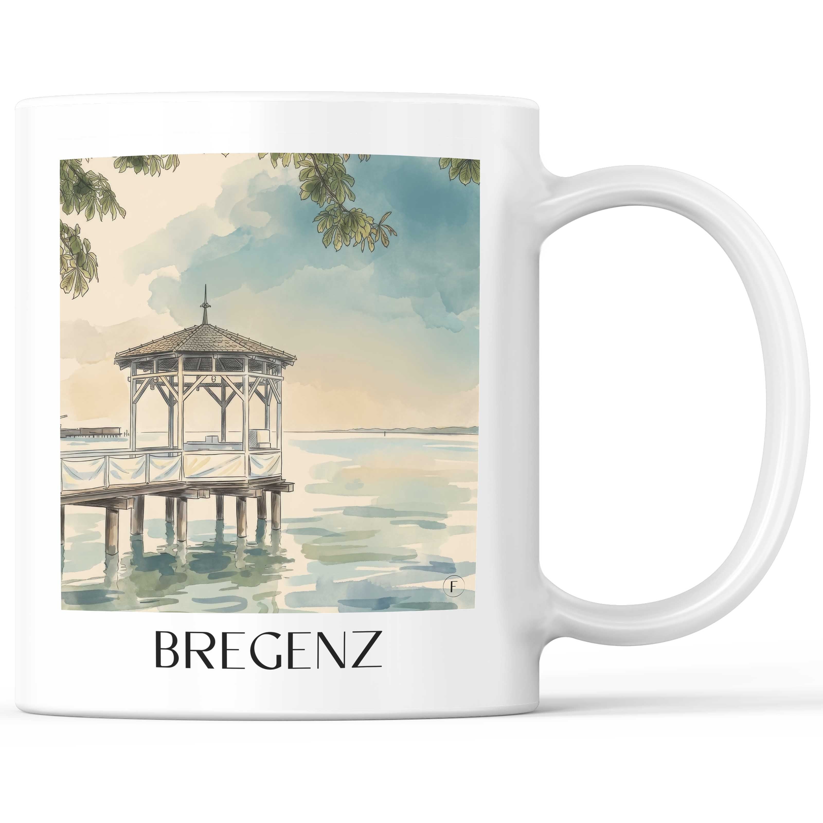 Bregenz Kaffeebecher - Vorarlberg - Österreich Becher - Kaffeetasse im Aquarell Stil - favplace