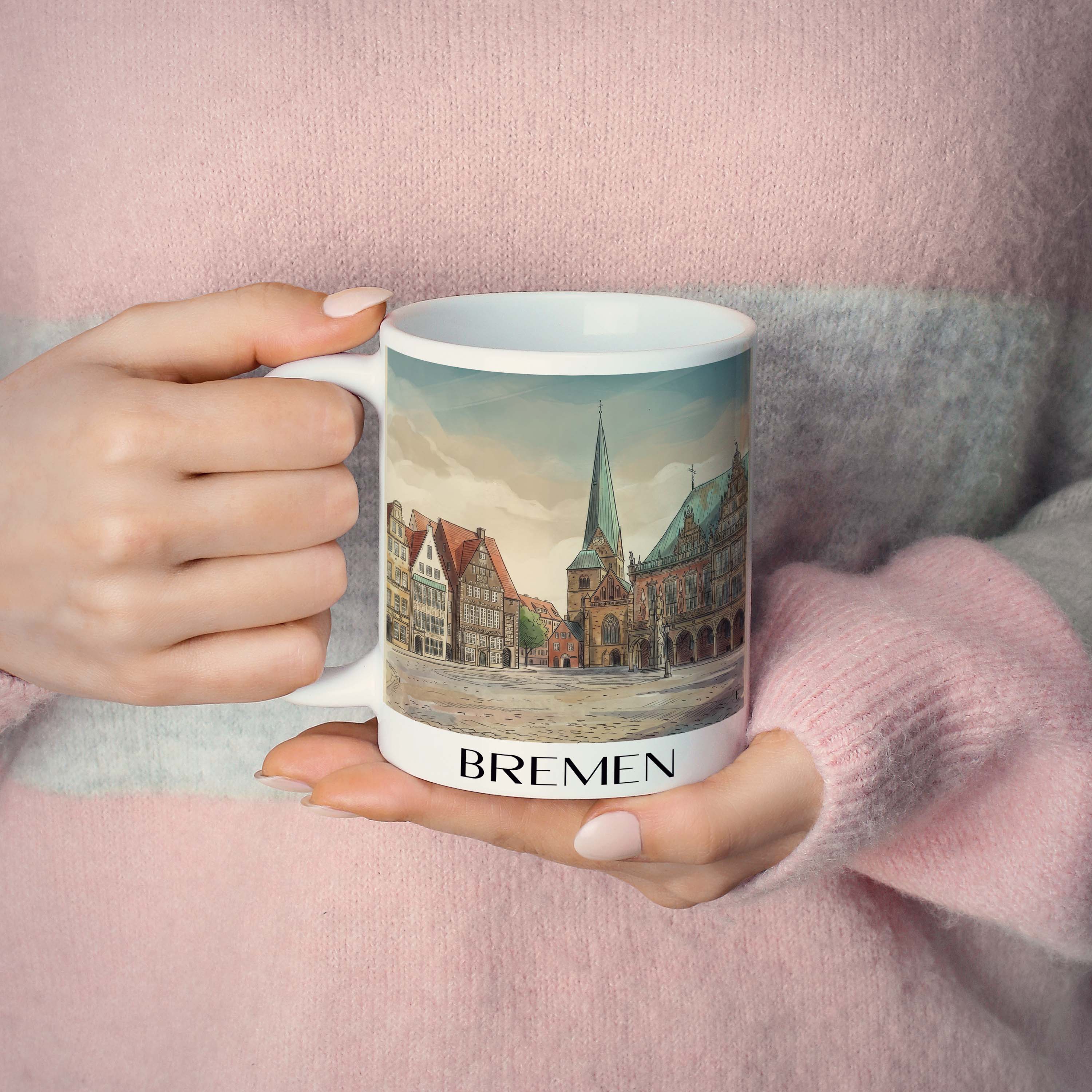 bremen-deutschland-kaffeebecher-aquarell