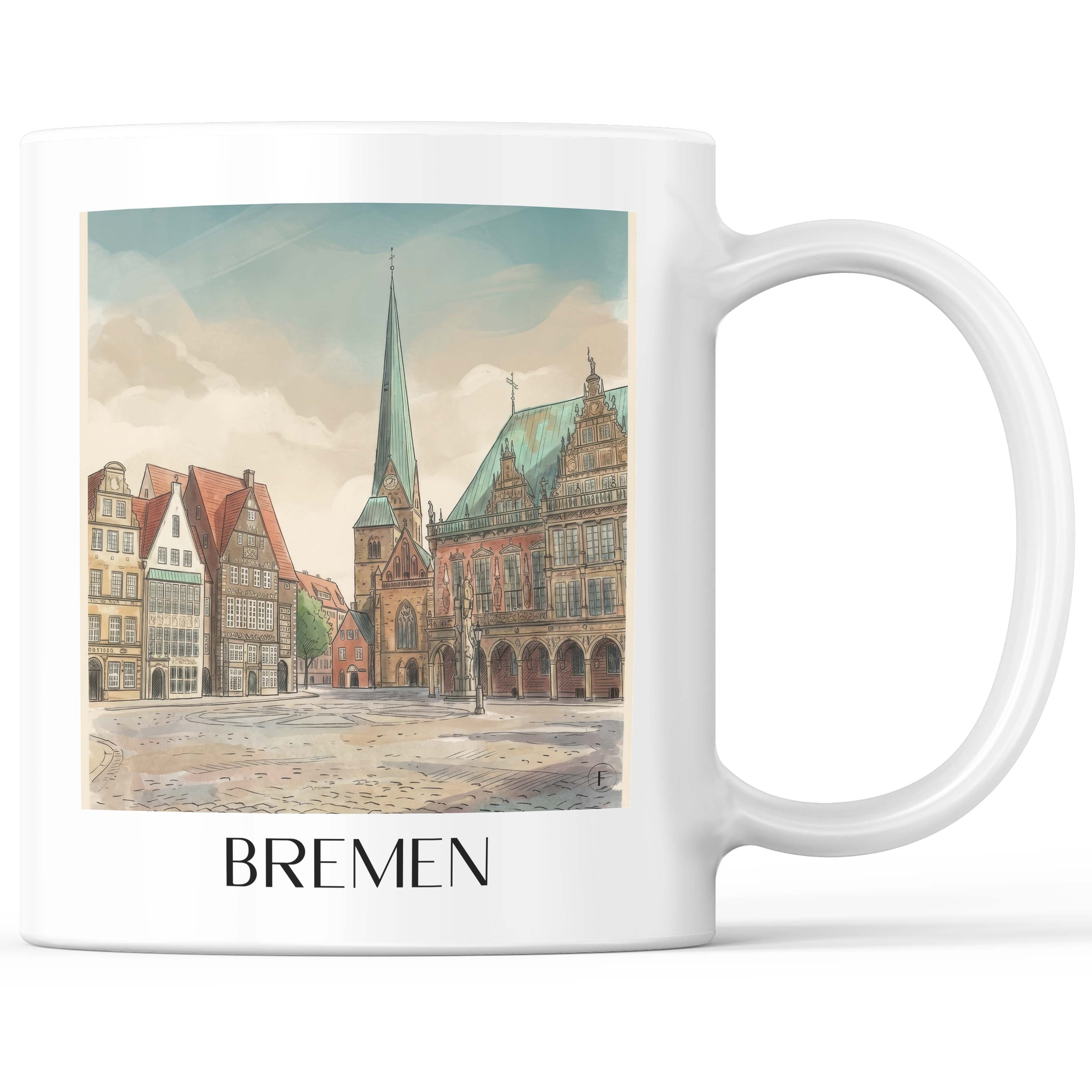 Bremen - Deutschland Becher - Kaffeetasse im Aquarell Stil - favplace