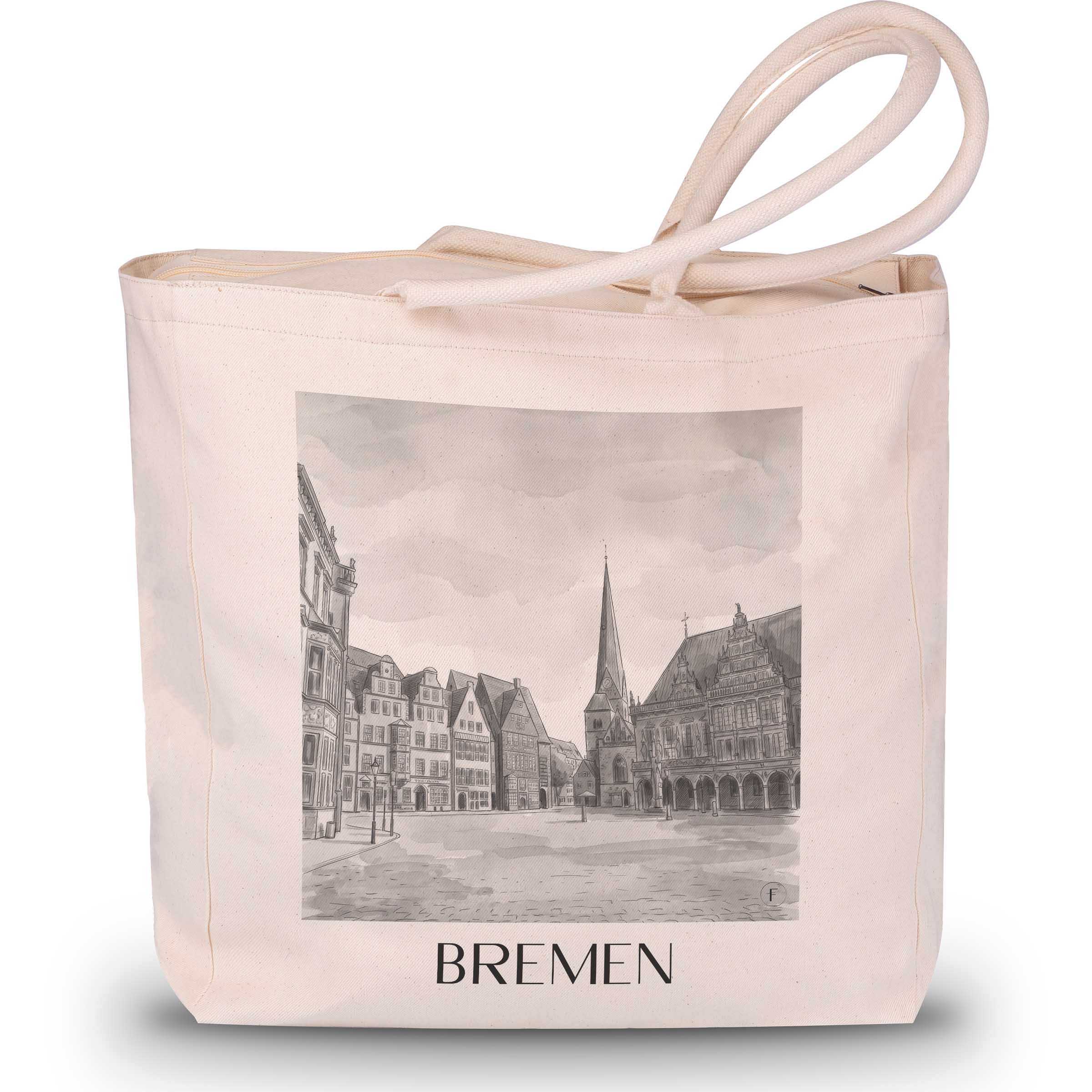 Bremen - Deutschland Tote Bag - Einkaufstasche im Aquarell Schwarz-Weiß Stil - favplace