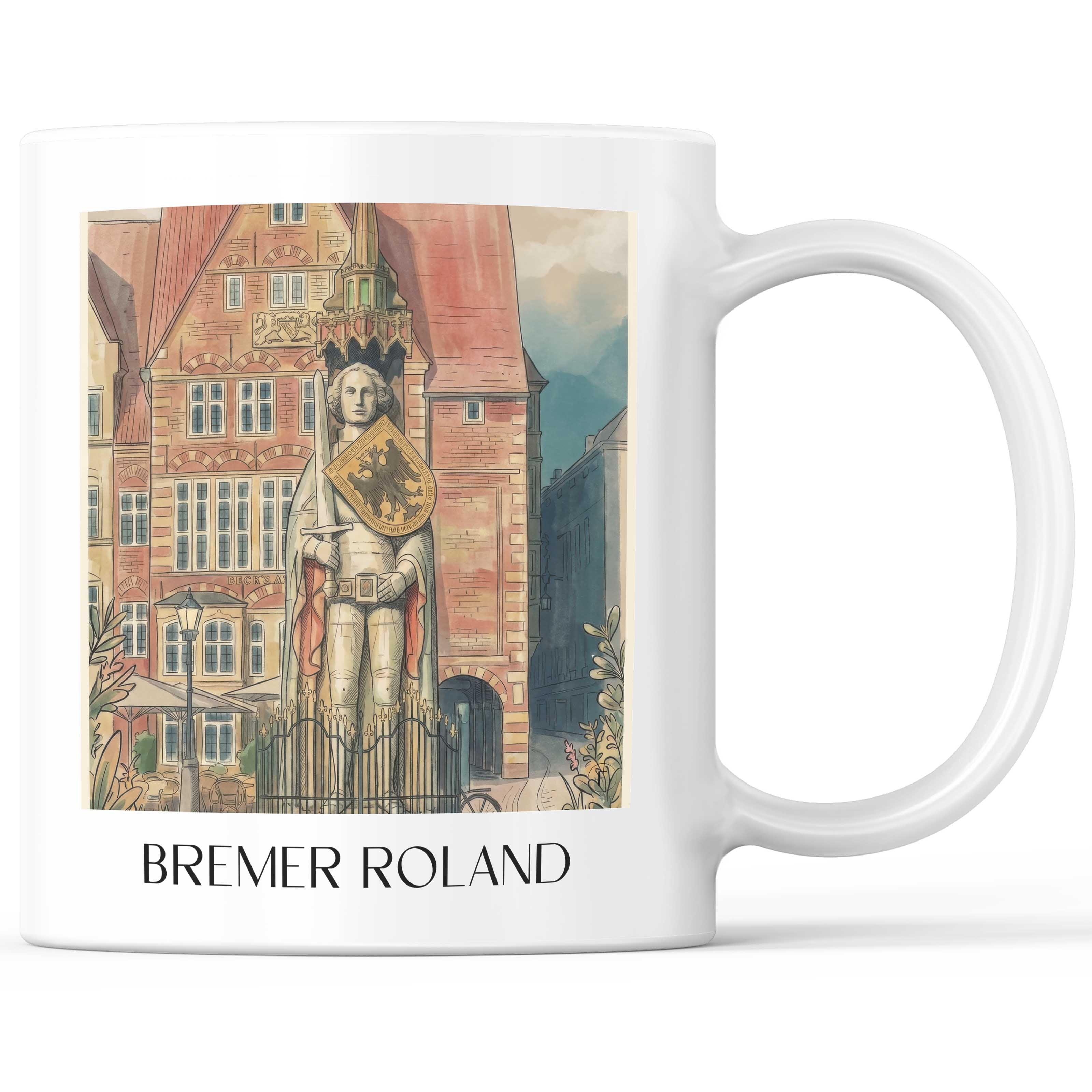 Bremer Roland - Deutschland Becher - Kaffeetasse im Aquarell Stil - favplace