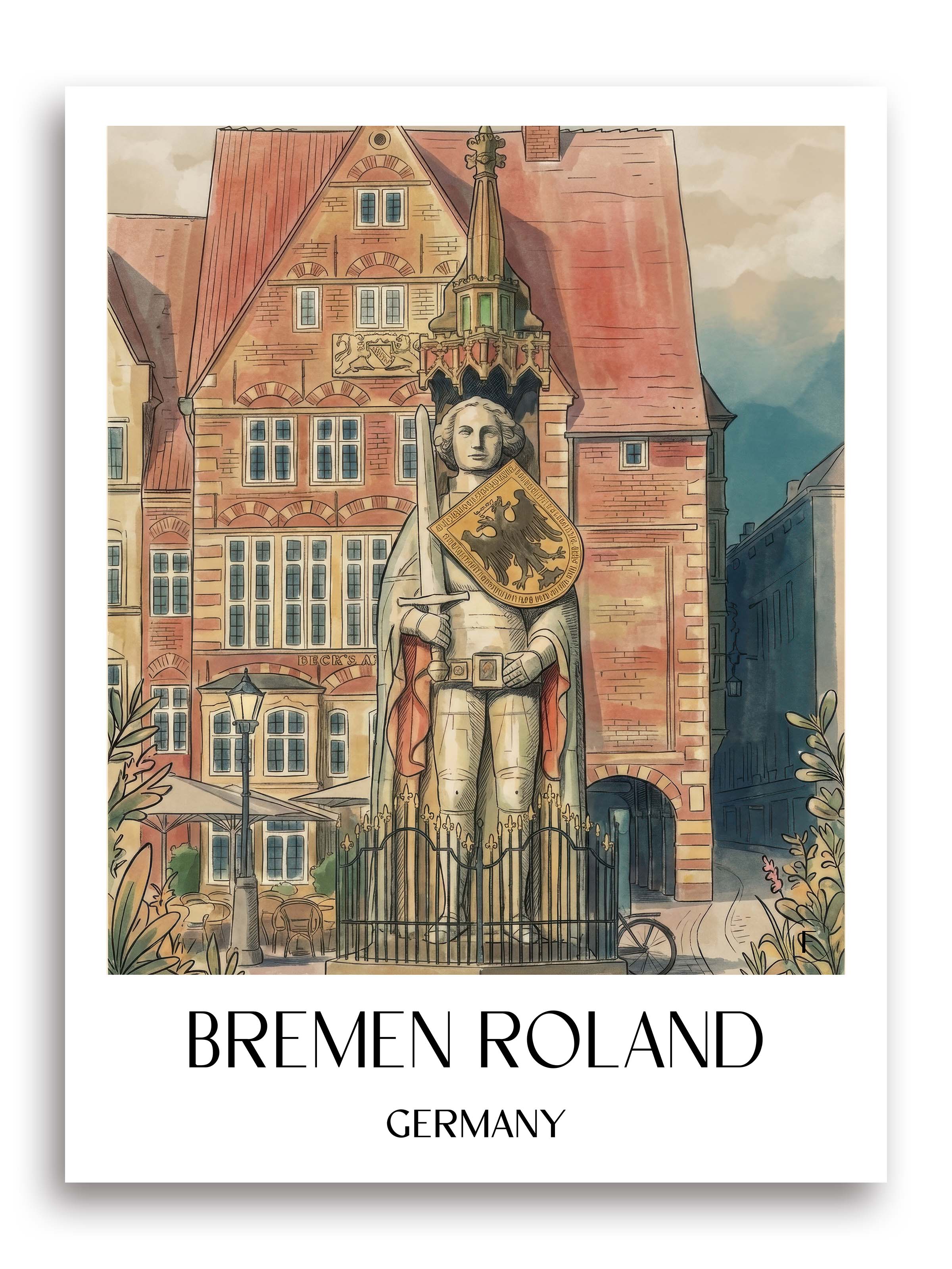 Bremer Roland Poster - - Deutschland Kunstdruck - Aquarell von A4 bis A1 - favplace