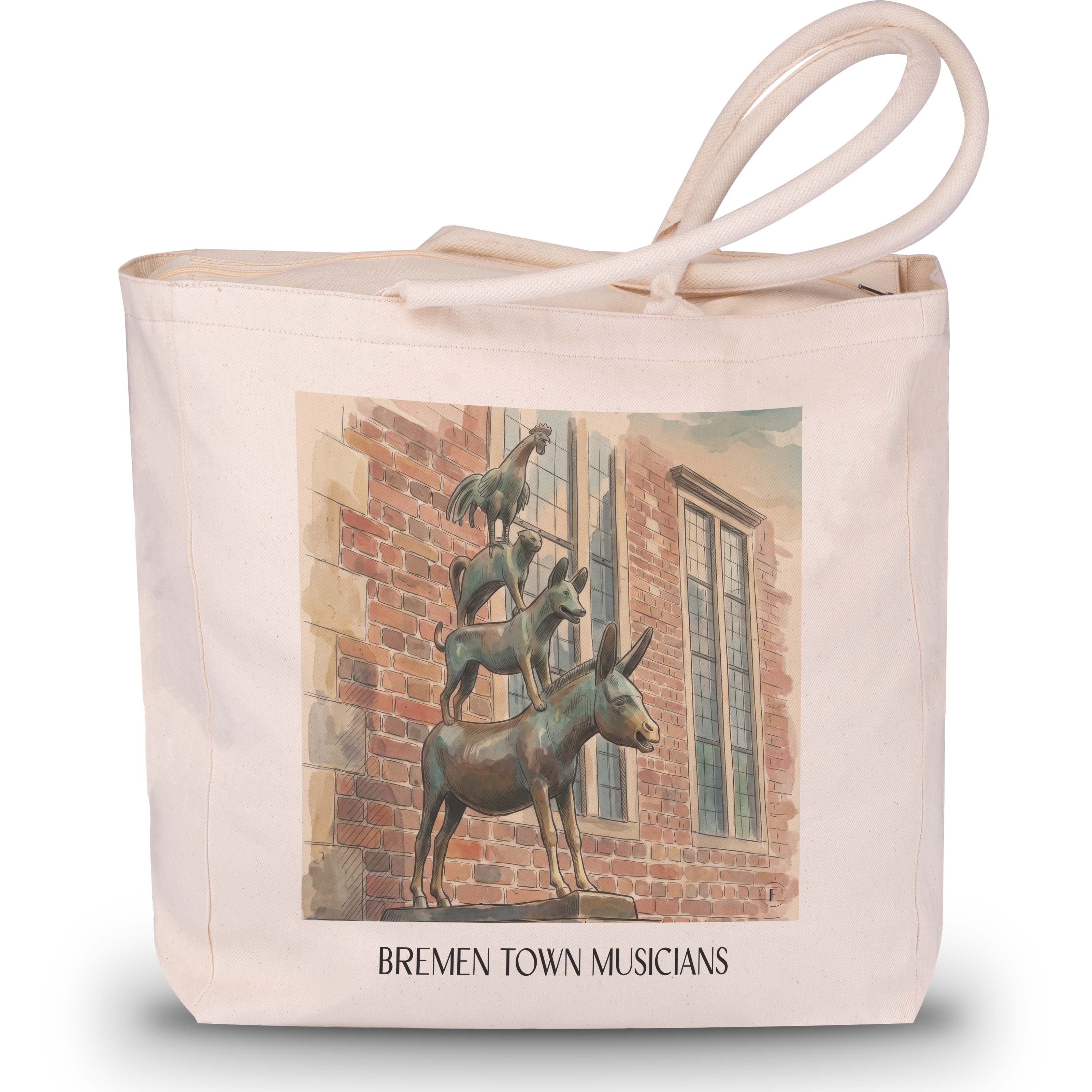 Bremer Stadtmuskanten - Deutschland Tote Bag - Einkaufstasche im Aquarell Stil - favplace