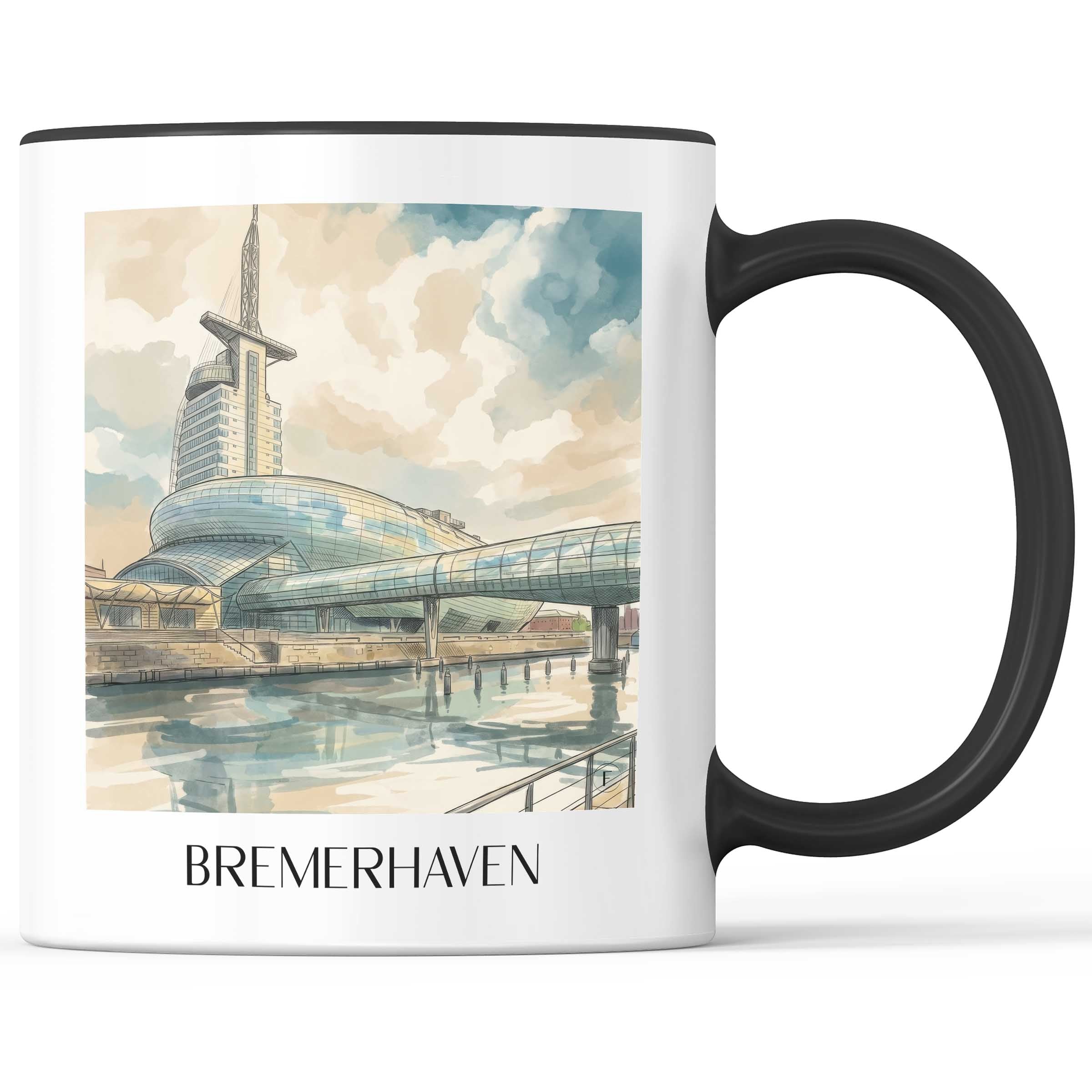 Bremerhaven Kaffeebecher - Bremen - Deutschland Becher - Kaffeetasse im Aquarell Stil - favplace