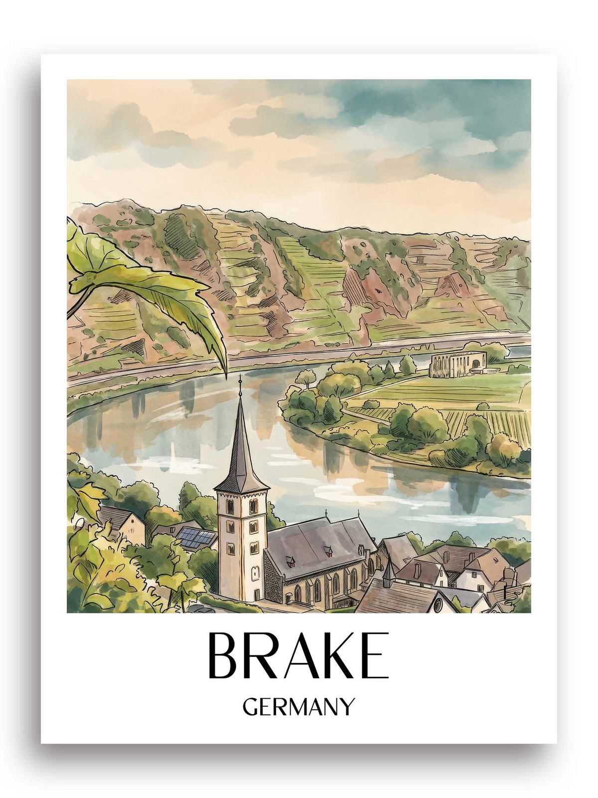 Bremm Poster - Rheinland-Pfalz - Deutschland Kunstdruck - Aquarell von A4 bis A1 - favplace