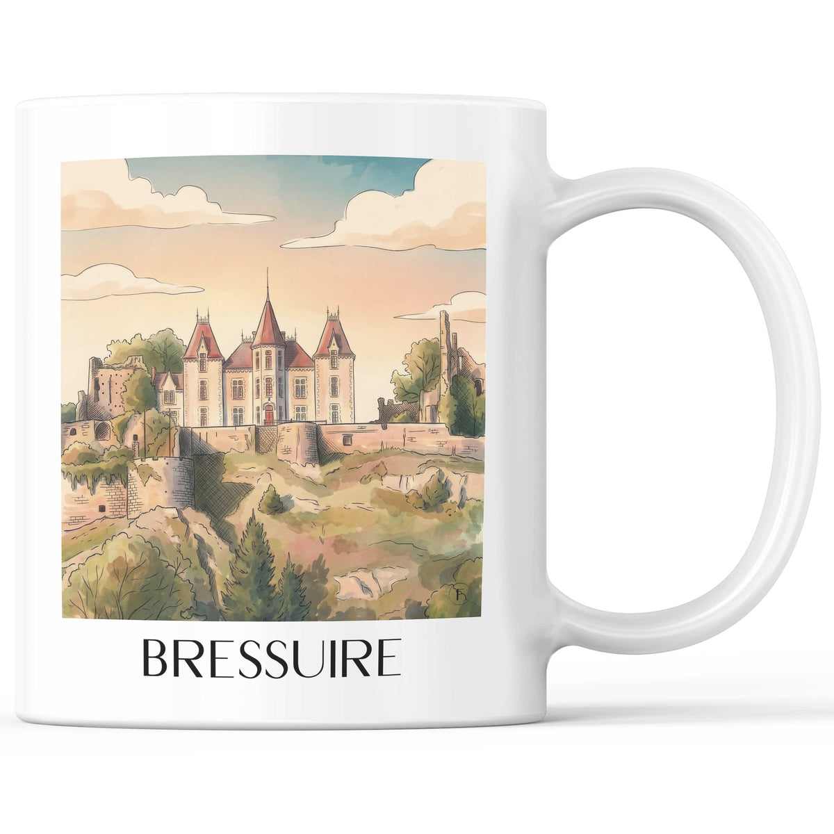 Bressuire Kaffeebecher - Deux-Sèvres - Frankreich Becher - Kaffeetasse im Aquarell Stil - favplace