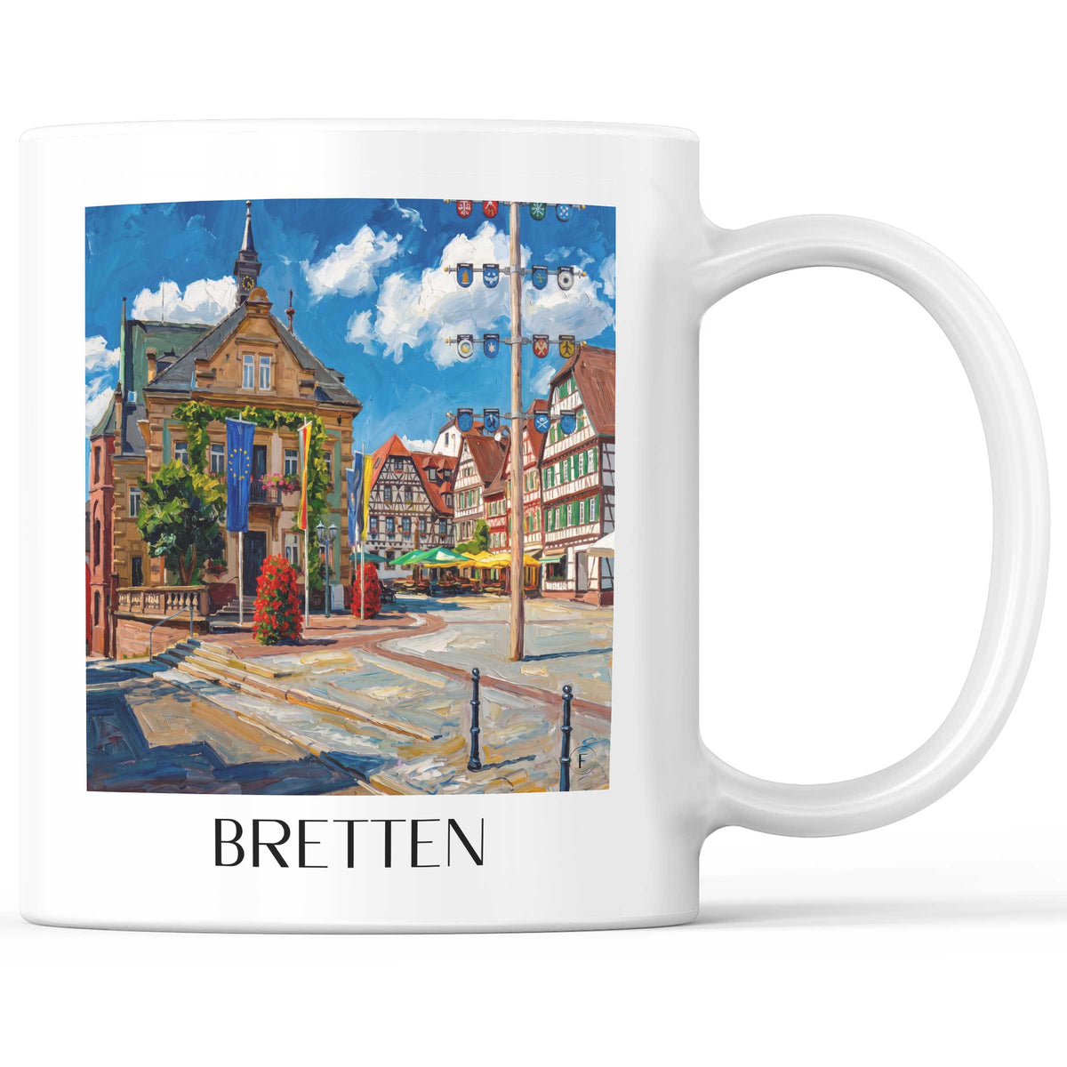 Bretten Kaffeebecher - Kraichgau - Deutschland Becher - Kaffeetasse im Ölgemälde Stil