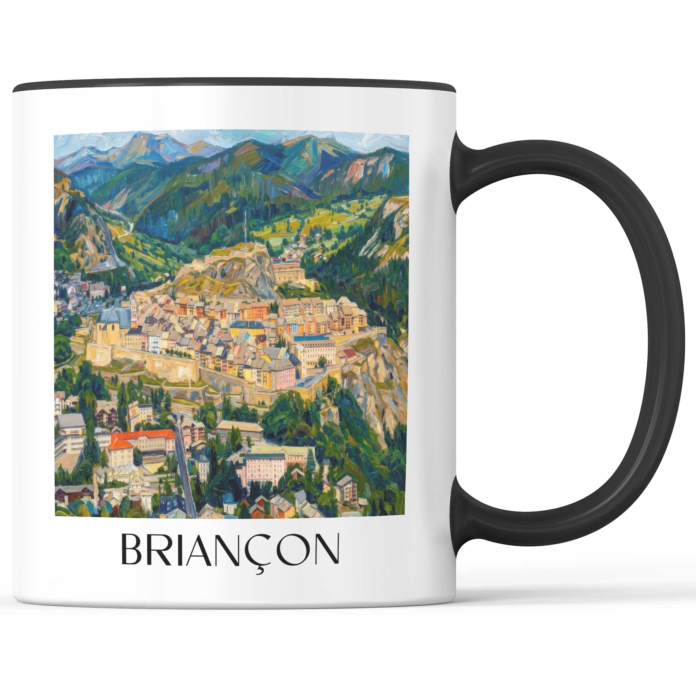 Briançon Kaffeebecher - Provence - Frankreich Becher - Kaffeetasse im Ölgemälde Stil - favplace