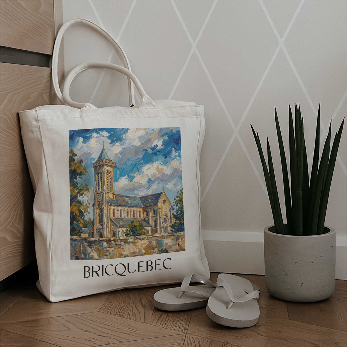 bricquebec-cotentin-frankreich-einkaufstasche-oil-painting-oelgemaelde