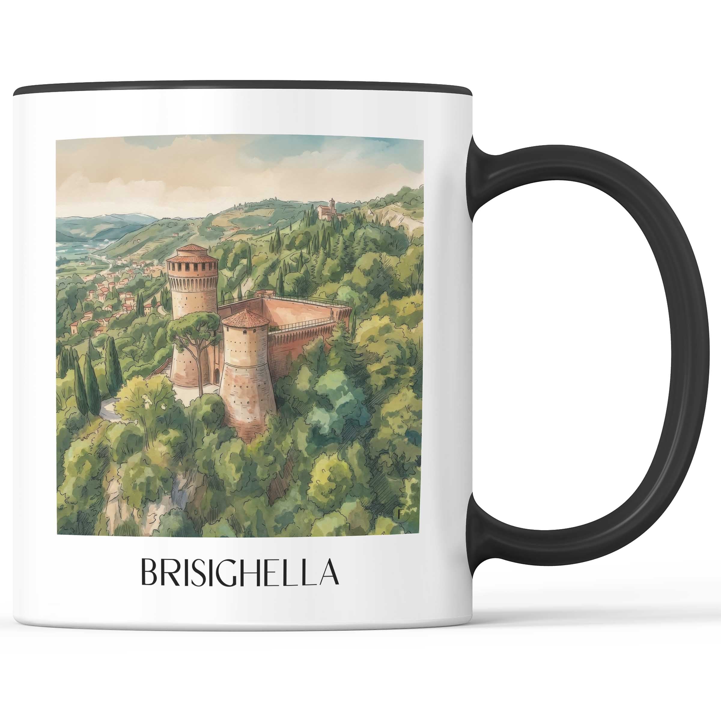 Brisighella Kaffeebecher - Emilia-Romagna - Italien Becher - Kaffeetasse im Aquarell Stil - favplace