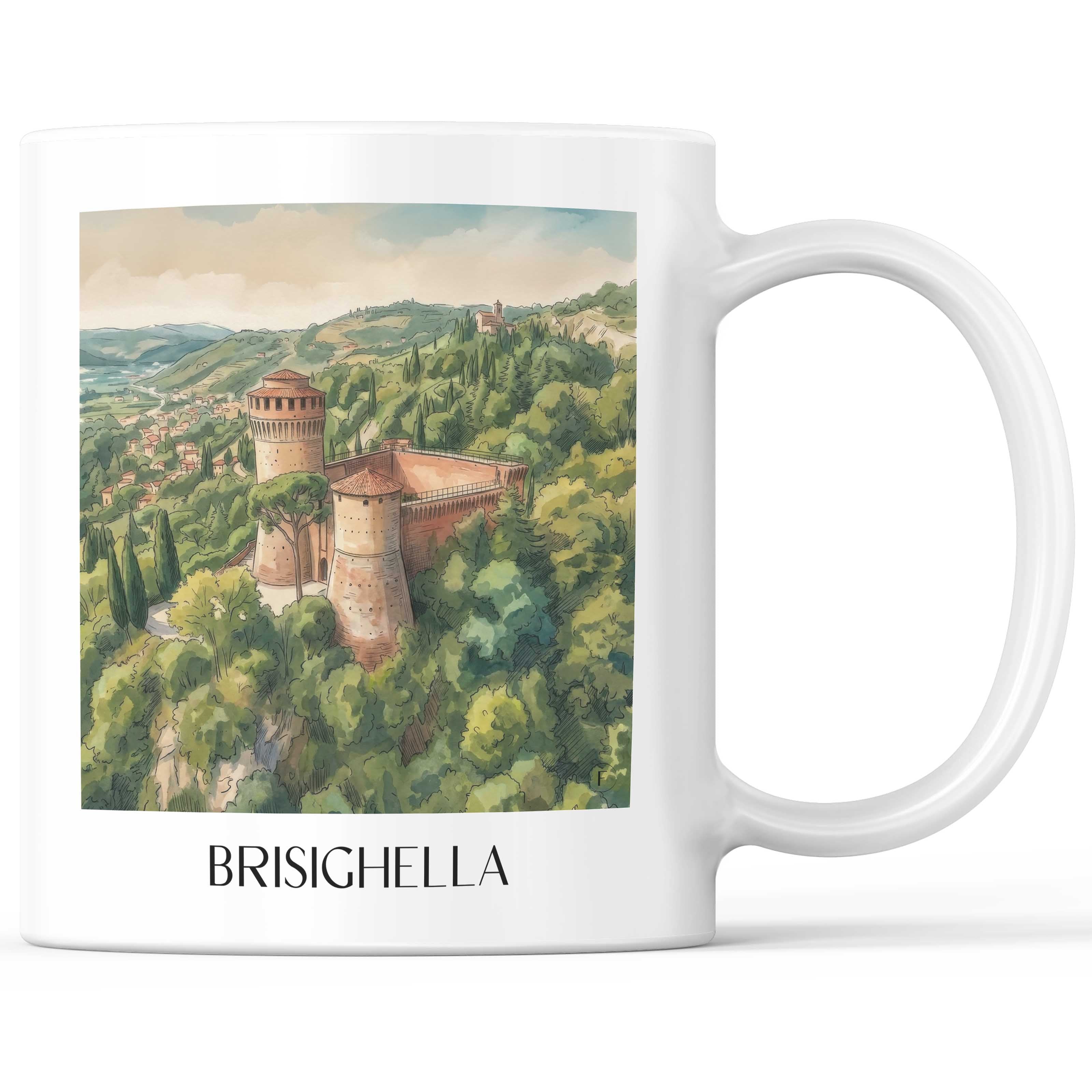 Brisighella Kaffeebecher - Emilia-Romagna - Italien Becher - Kaffeetasse im Aquarell Stil - favplace
