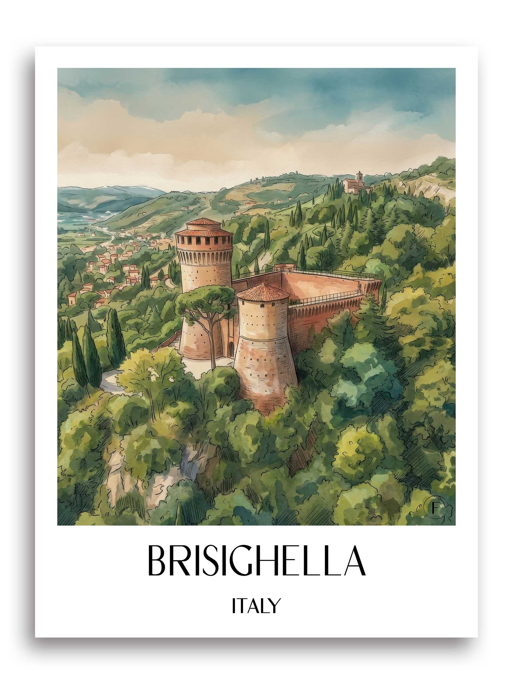 Brisighella Poster - Emilia-Romagna - Italien Kunstdruck - Aquarell von A4 bis A1 - favplace