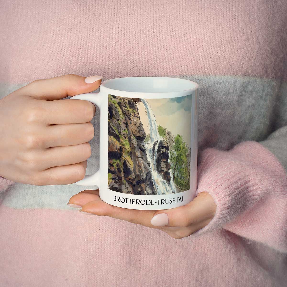 brotterode-trusetal-thüringer-wald-deutschland-kaffeebecher-aquarell