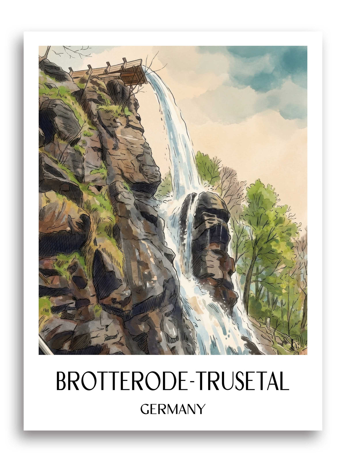 Brotterode-Trusetal Poster - Thüringer Wald - Deutschland Kunstdruck - Aquarell von A4 bis A1 - favplace