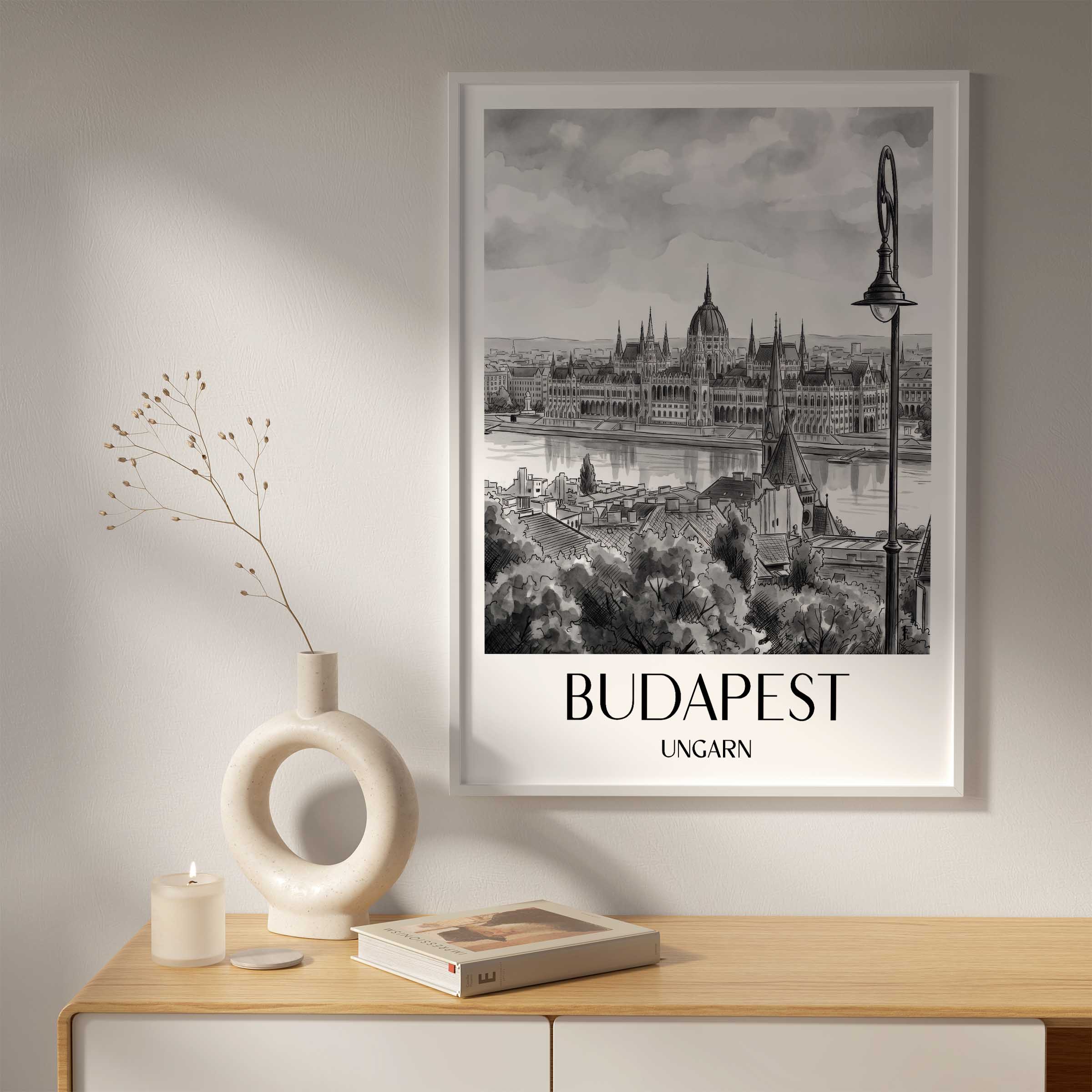 budapest-ungarn-poster-aquarell-schwarz-weiss
