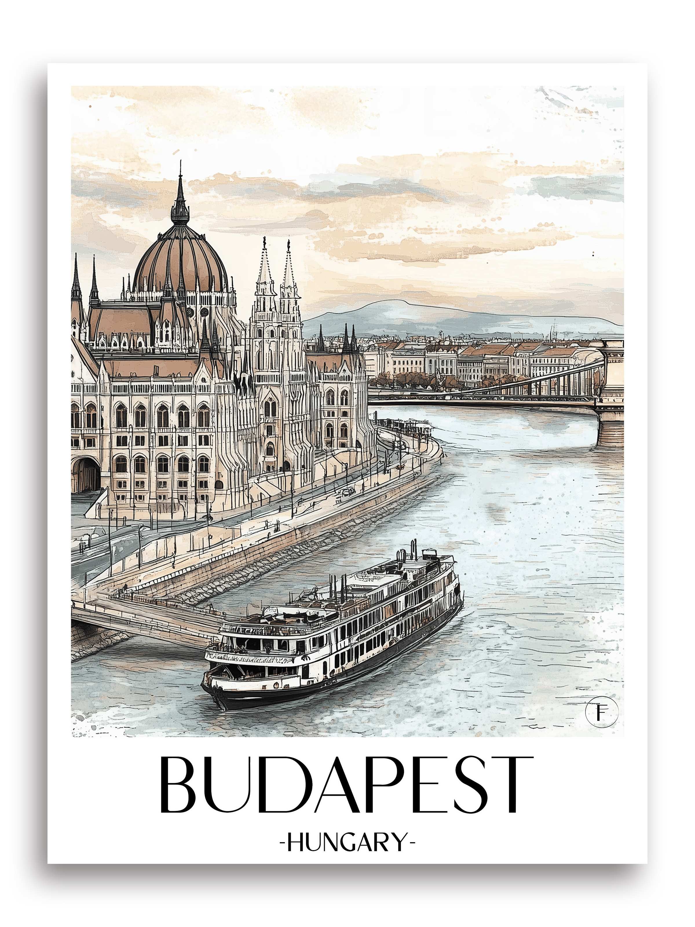 Budapest Poster - Ungarn Kunstdruck - Aquarell von A4 bis A1 - favplace