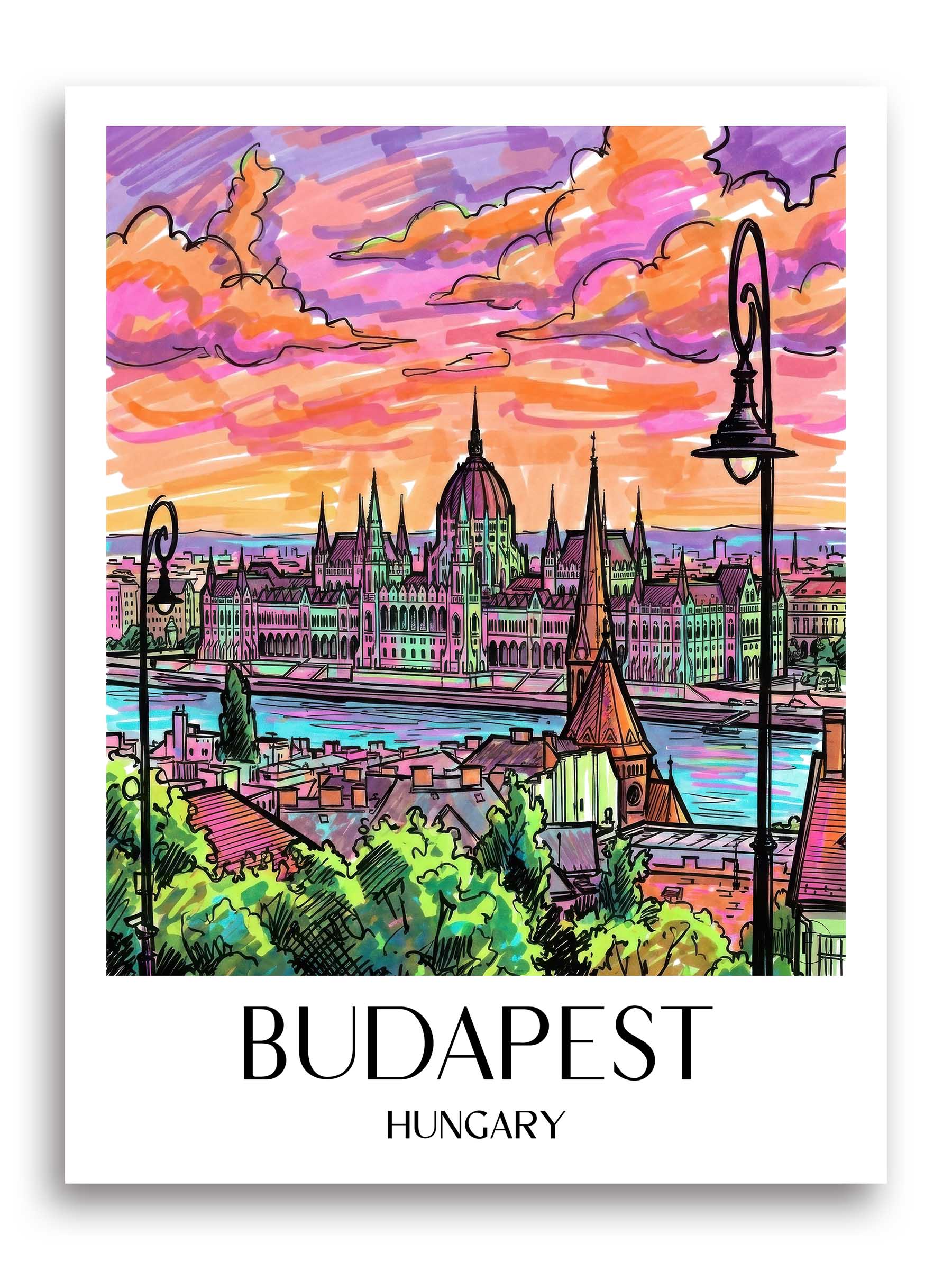 Budapest Poster - - Ungarn Kunstdruck - Tag Graffiti von A4 bis A1 - favplace