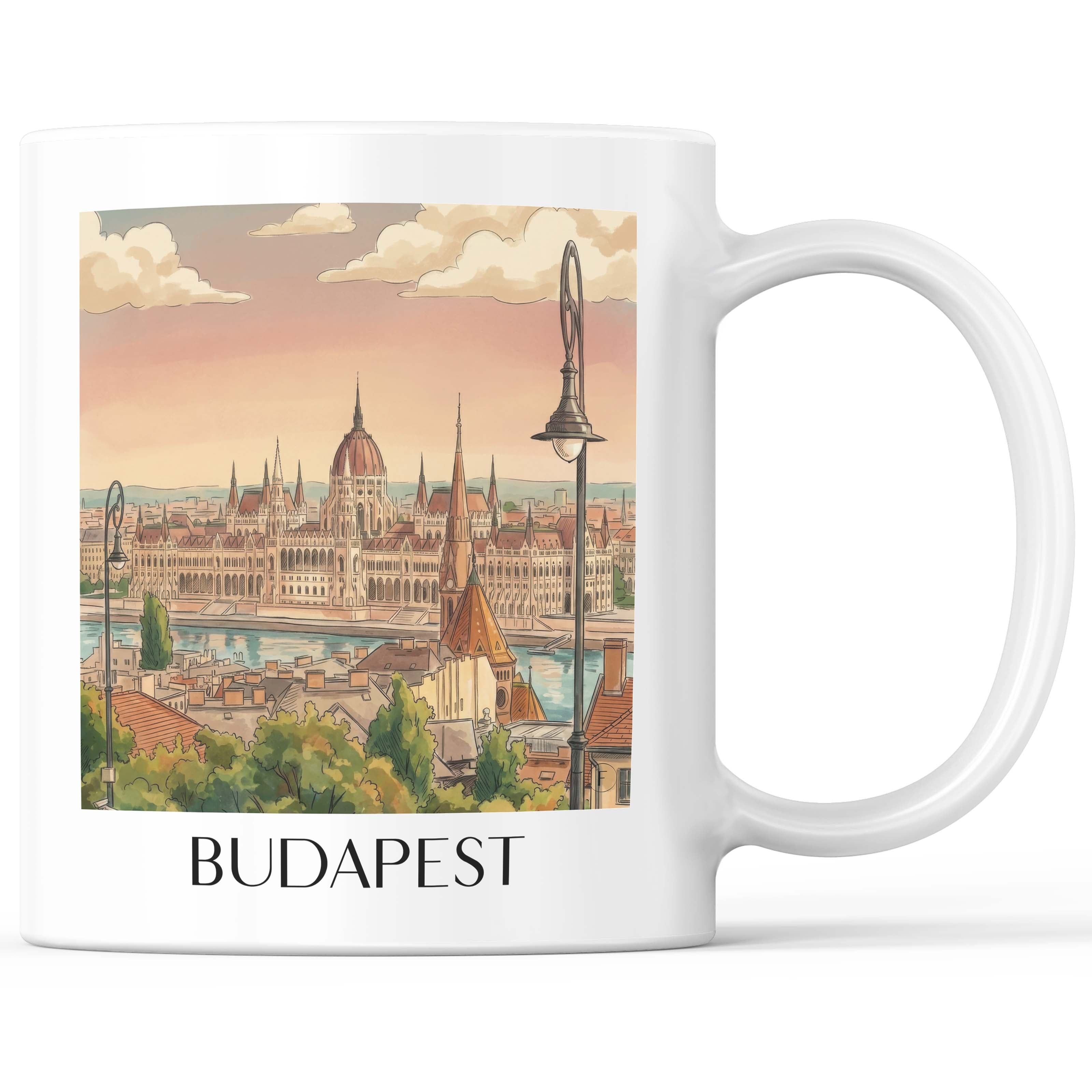Budapest - Ungarn Becher - Kaffeetasse im Aquarell Stil - favplace
