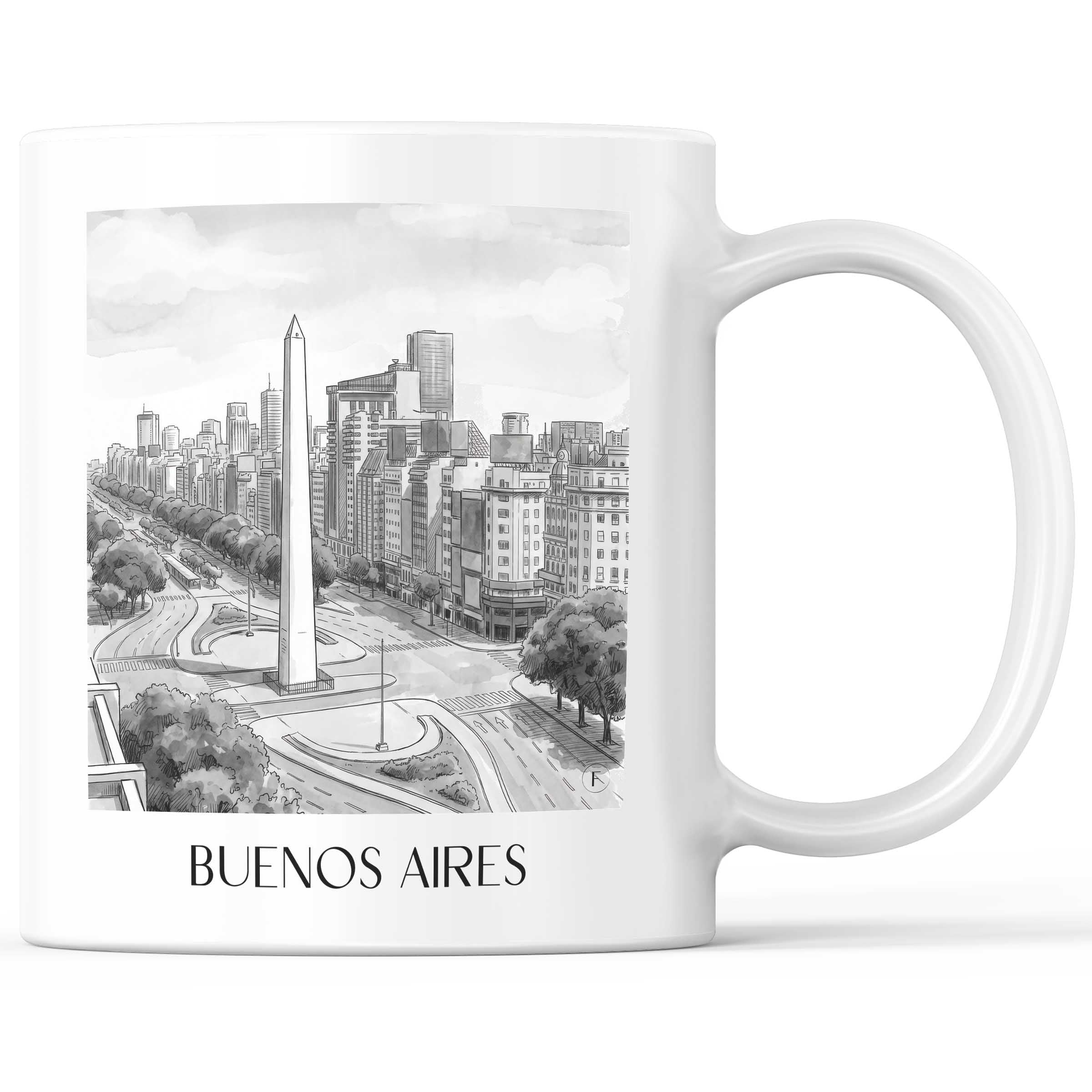 Buenos Aires - Argentinien Becher - Kaffeetasse im Aquarell Schwarz-Weiß Stil - favplace