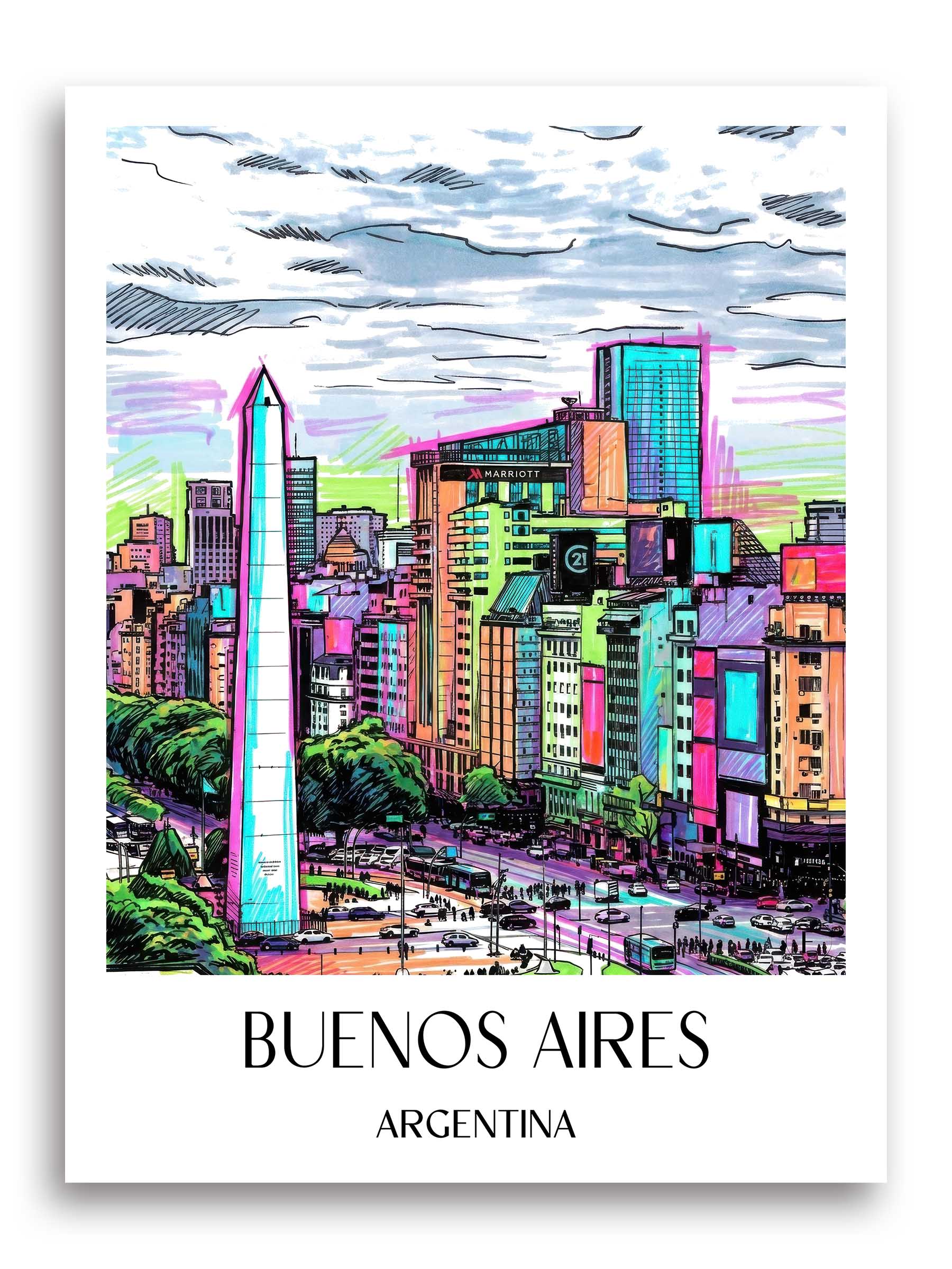 Buenos Aires Poster - - Argentinien Kunstdruck - Tag Graffiti von A4 bis A1 - favplace