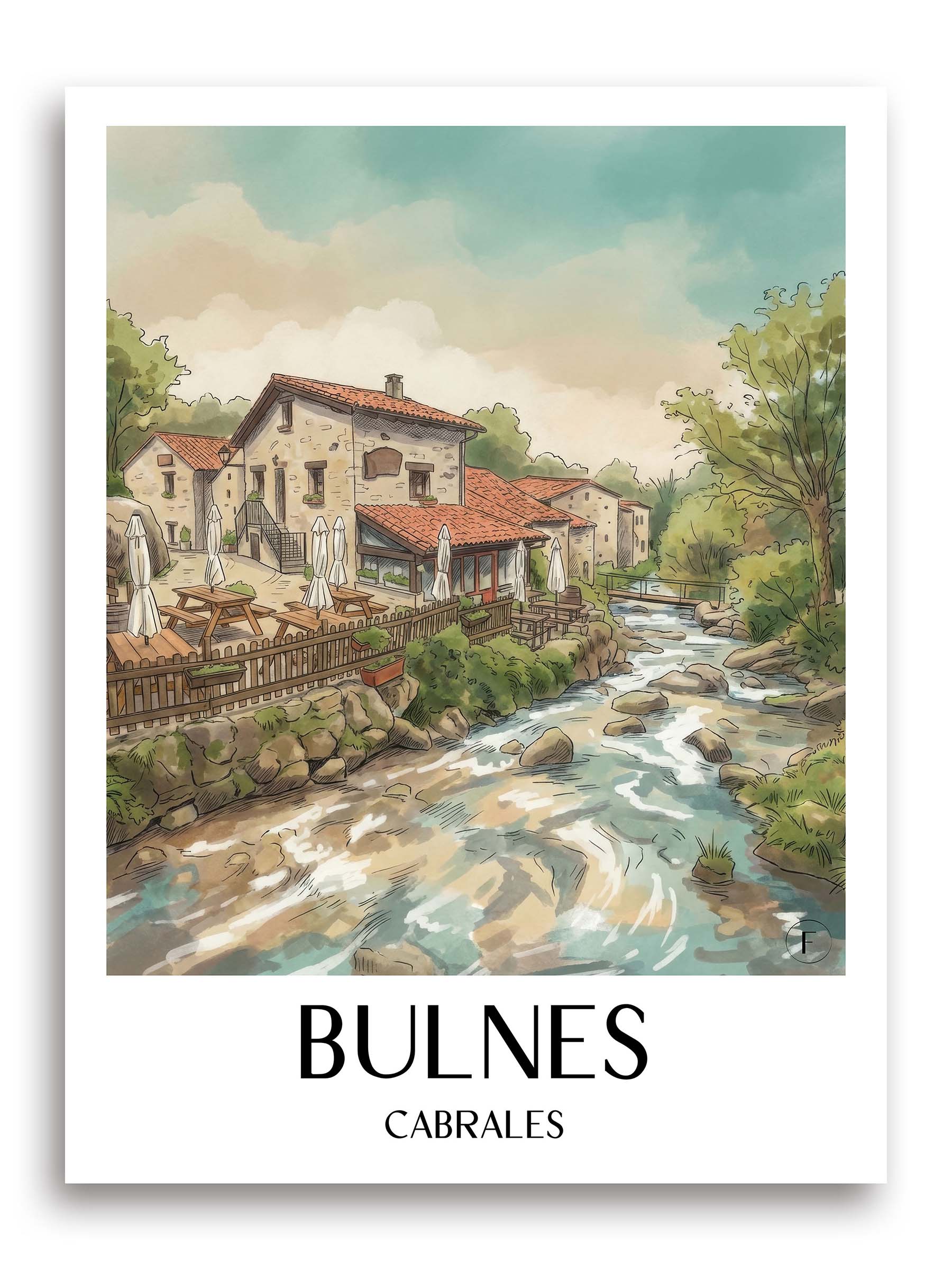 Bulnes Poster - Cabrales - Spanien Kunstdruck - Aquarell von A4 bis A1 - favplace