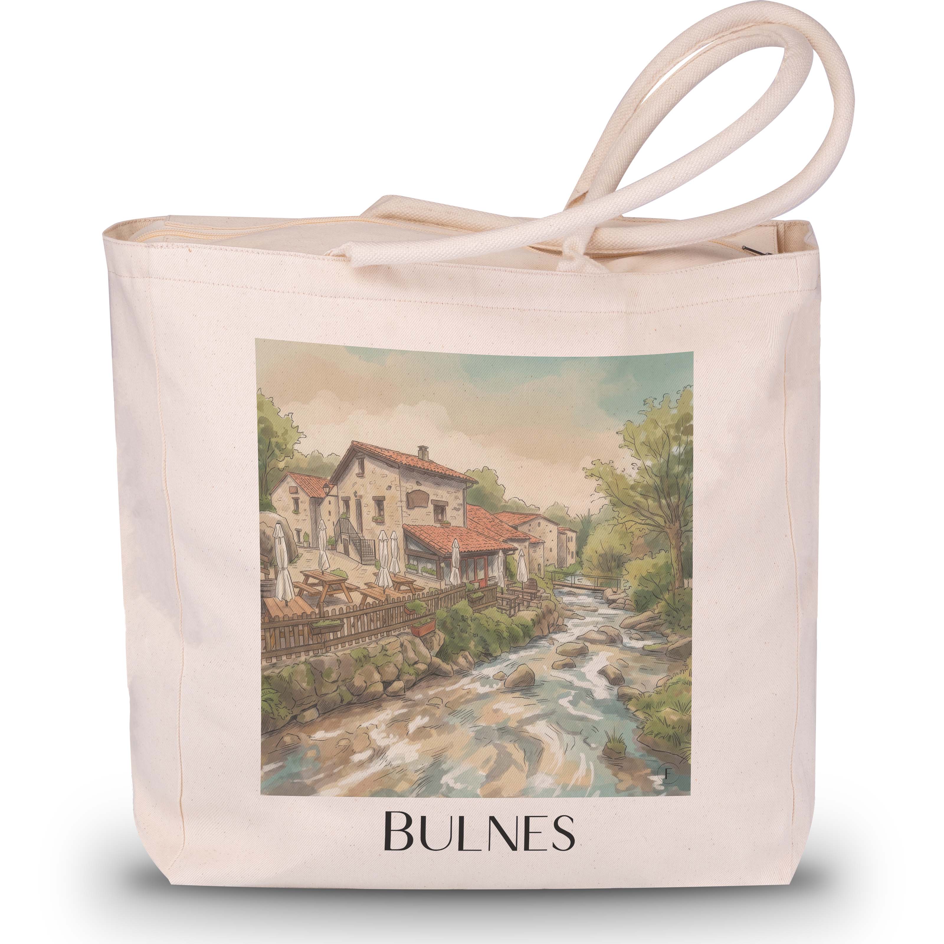 Bulnes Shopping Tasche - Cabrales - Spanien Tote Bag - Einkaufstasche im Aquarell Stil - favplace