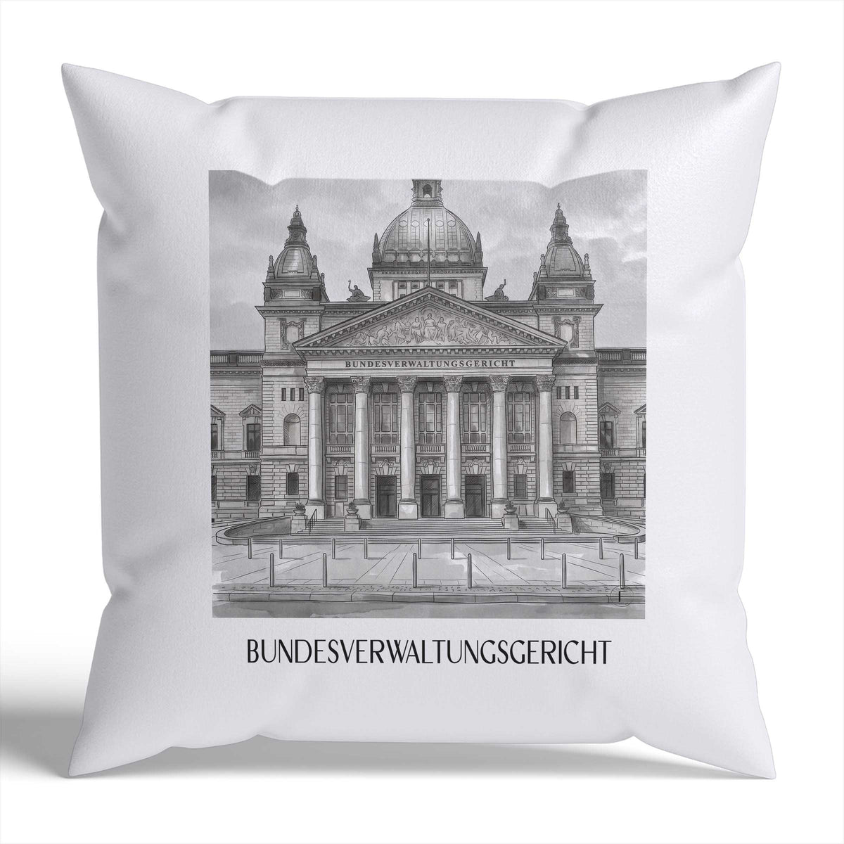 bundesverwaltungsgericht-leipzig-deutschland-kissenbezug-aquarell-schwarz-weiss
