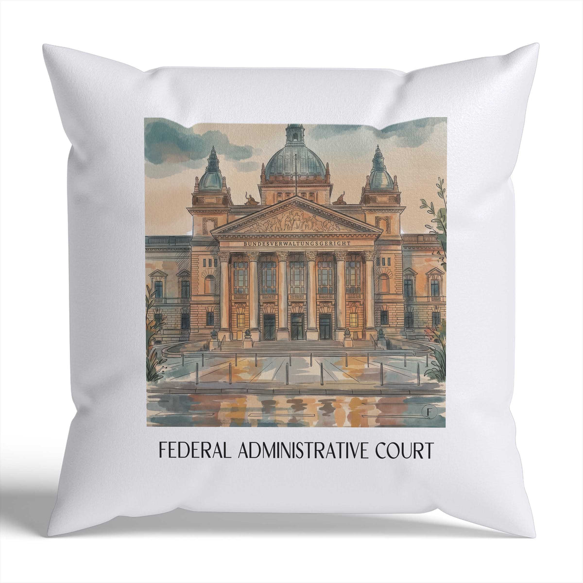 Bundesverwaltungsgericht Kissenhülle - Zierkissen Bezug - Leipzig - Deutschland Kissen bzw. Kissenbezug im Aquarell Stil - favplace