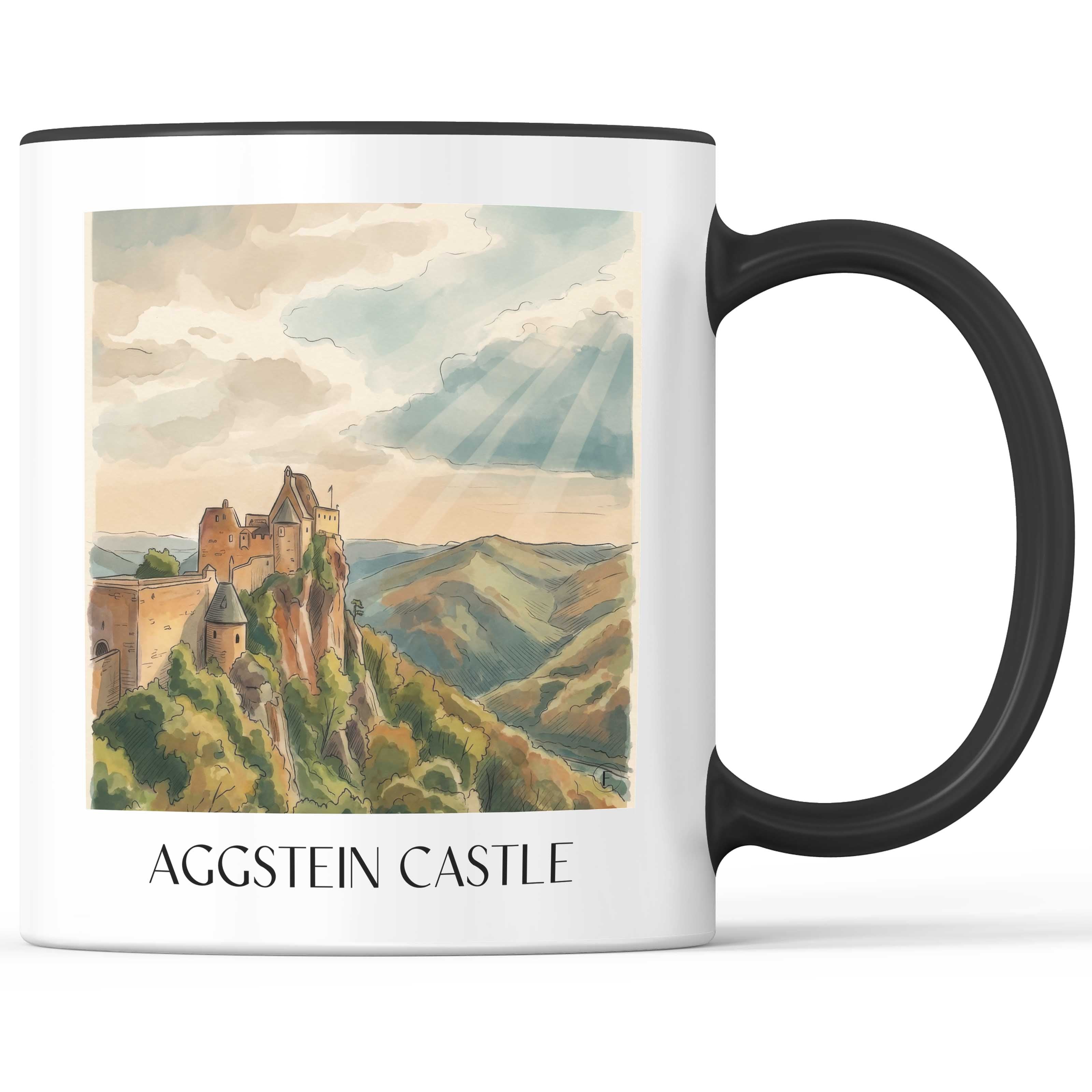 Burg Aggstein Kaffeebecher - Wachau - Österreich Becher - Kaffeetasse im Aquarell Stil - favplace