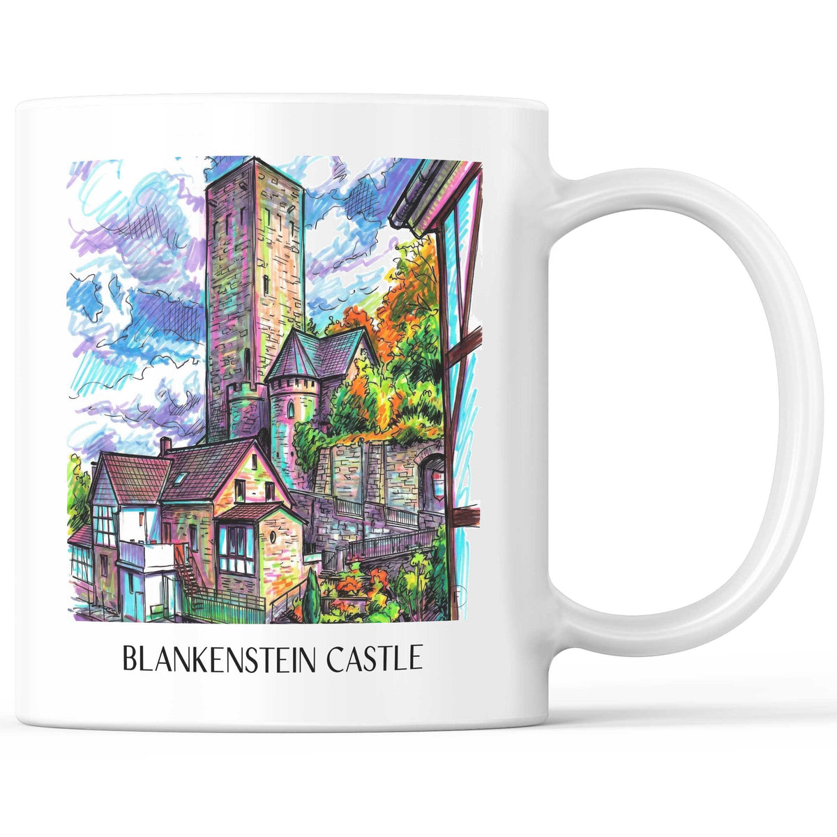Burg Blankenstein Kaffeebecher - Hattingen - Deutschland Becher - Kaffeetasse im Tag Graffiti Stil - favplace