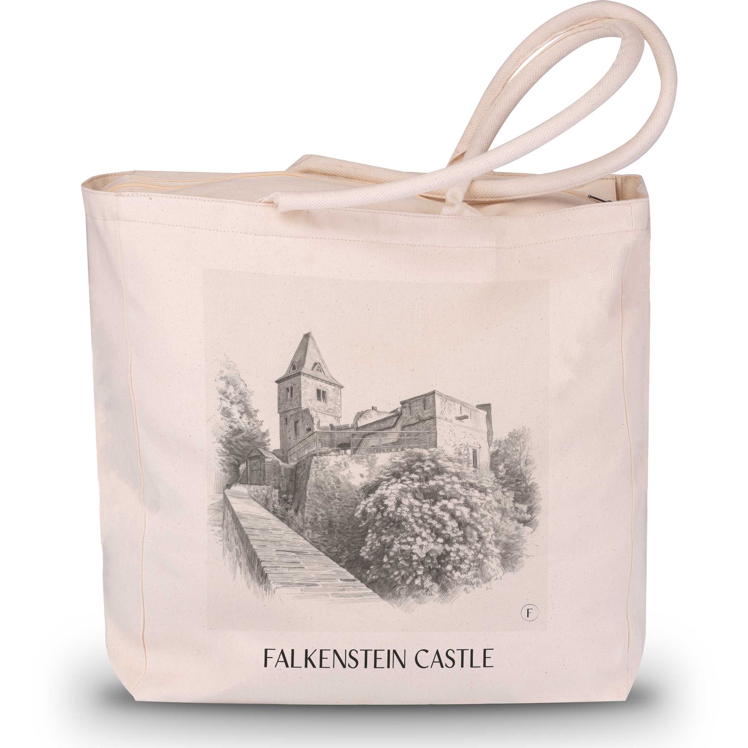 Burg Falkenstein Shopping Tasche - Mühltal - Deutschland Tote Bag - Einkaufstasche im Zeichnung Stil - favplace