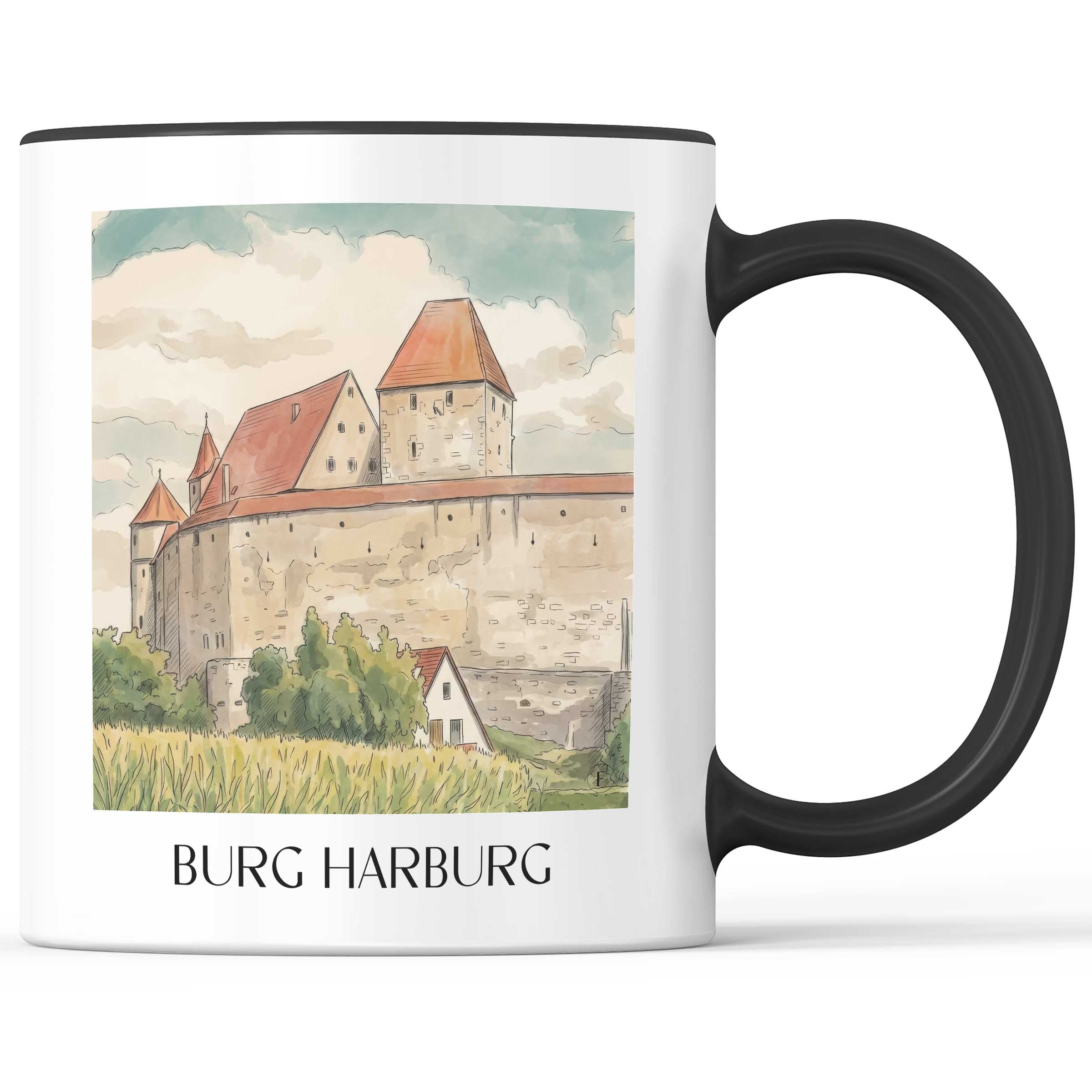 burg-harburg-schwaben-deutschland-kaffeebecher-aquarell
