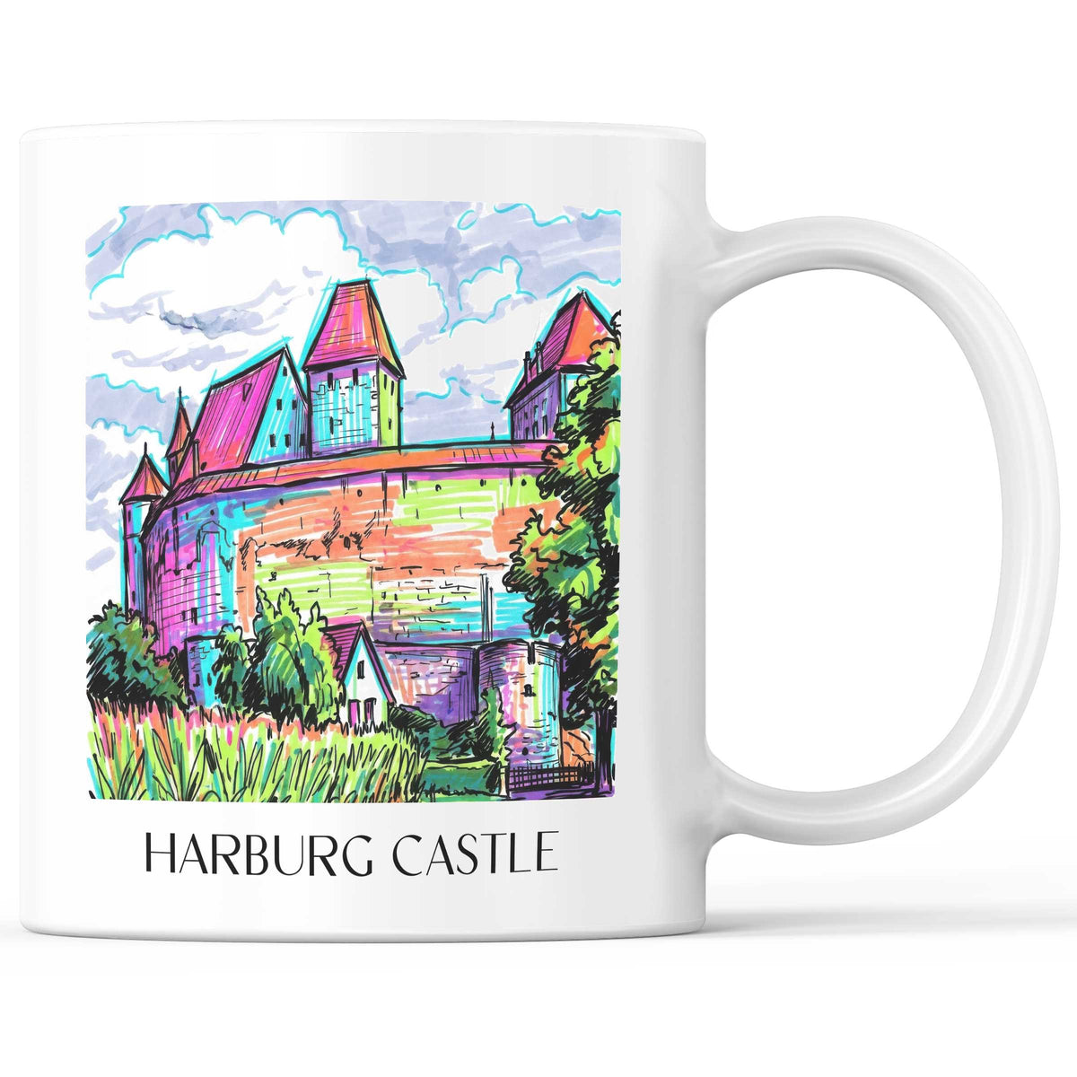 Burg Harburg Kaffeebecher - Schwaben - Deutschland Becher - Kaffeetasse im Tag Graffiti Stil - favplace