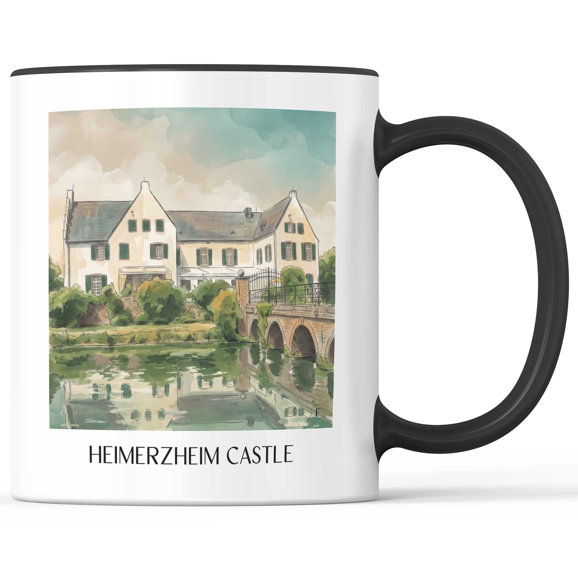 Burg Heimerzheim Kaffeebecher - Rheinland - Deutschland Becher - Kaffeetasse im Aquarell Stil - favplace