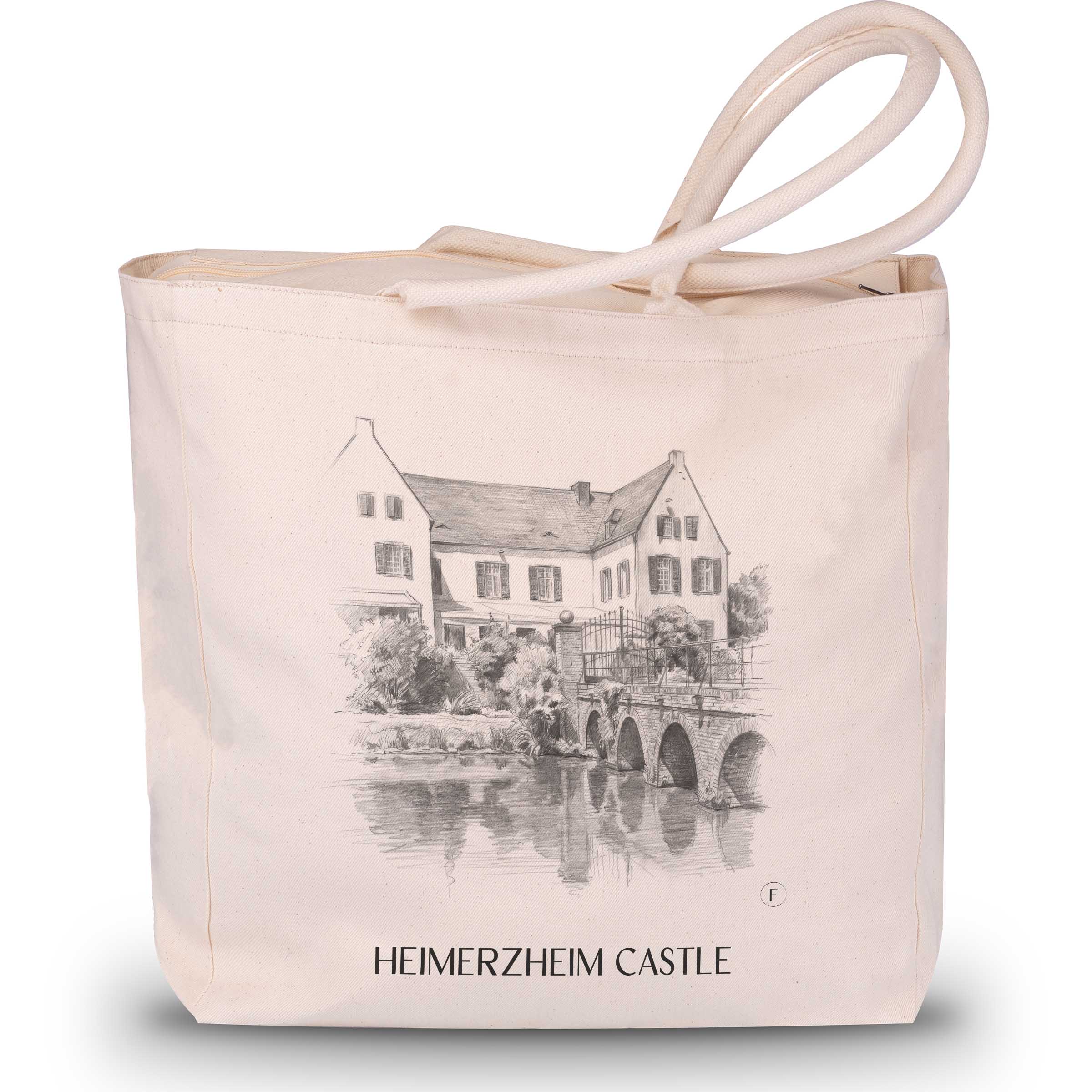 Burg Heimerzheim Shopping Tasche - Rheinland - Deutschland Tote Bag - Einkaufstasche im Zeichnung Stil