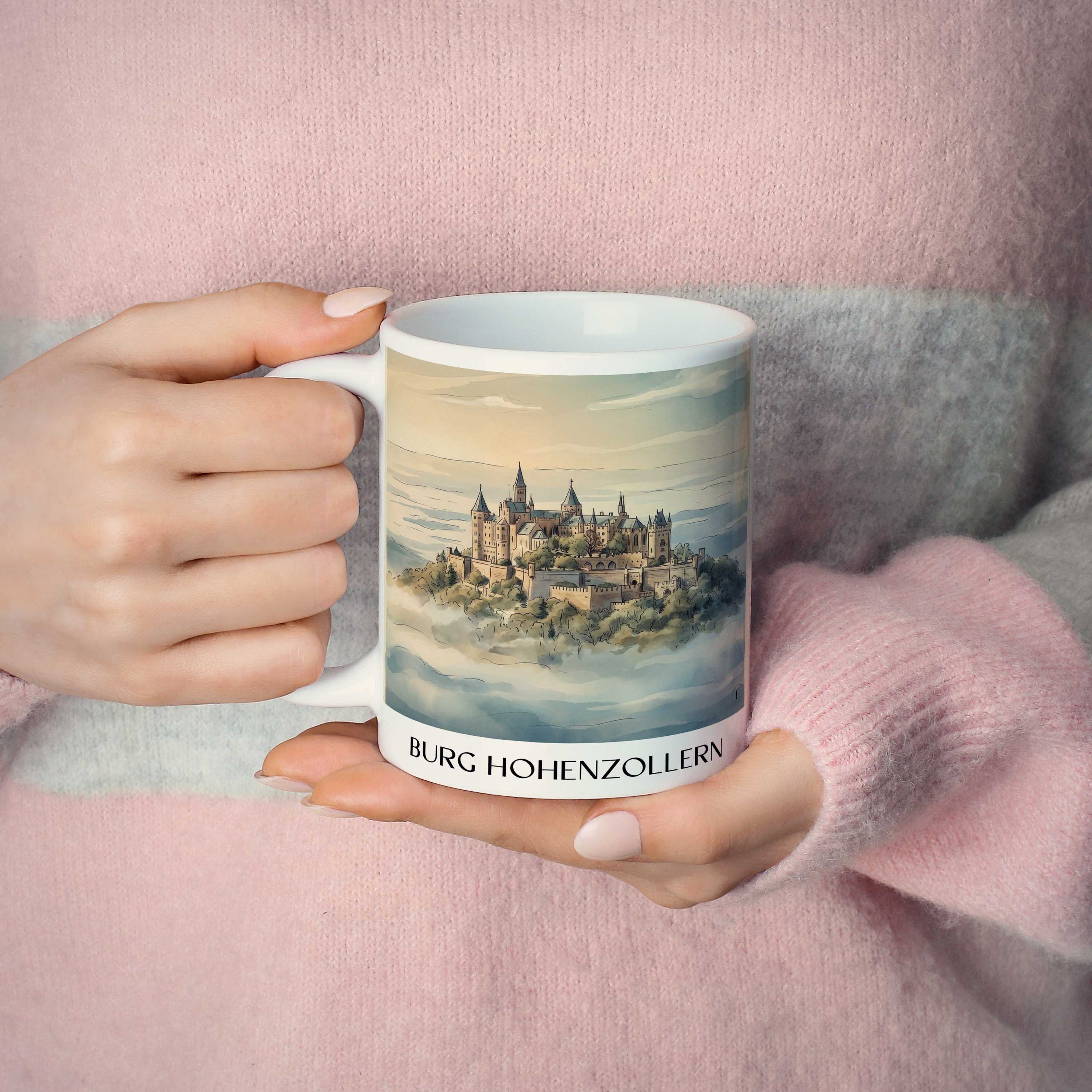 burg-hohenzollern-schwäbische-alb-deutschland-kaffeebecher-aquarell