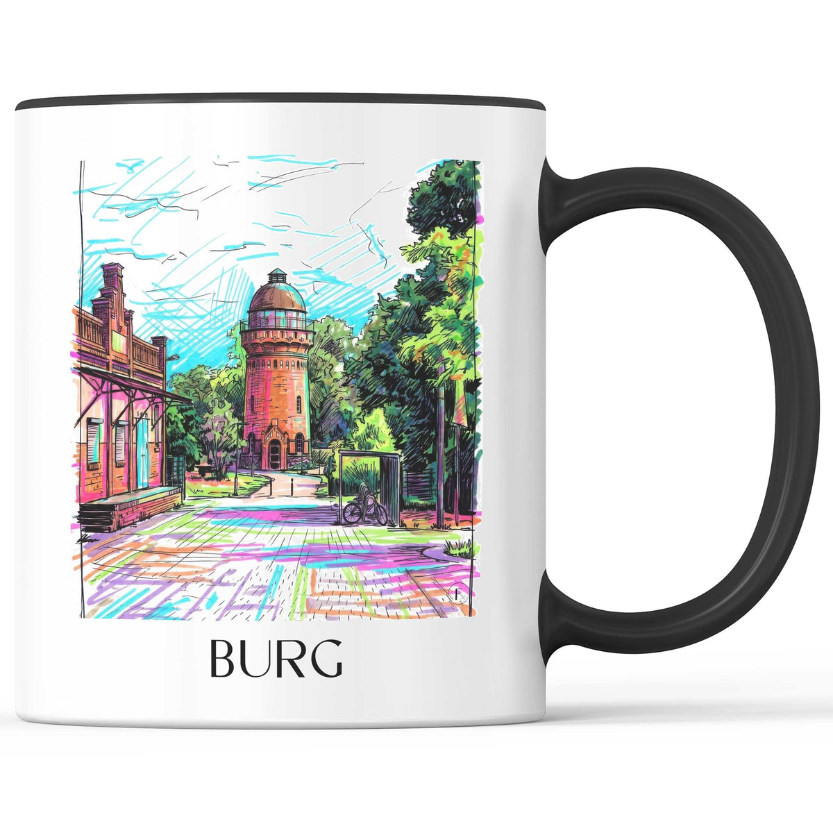 Burg Kaffeebecher - Magdeburg - Deutschland Becher - Kaffeetasse im Tag Graffiti Stil - favplace