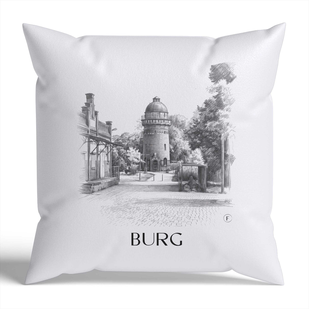 Burg Kissenhülle - Zierkissen Bezug - Magdeburg - Deutschland Kissen bzw. Kissenbezug im Zeichnung Stil - favplace