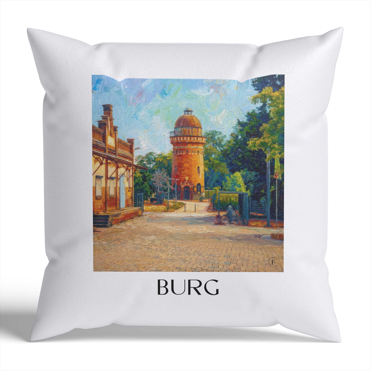 Burg Kissenhülle - Zierkissen Bezug - Magdeburg - Deutschland Kissen bzw. Kissenbezug im Ölgemälde Stil - favplace