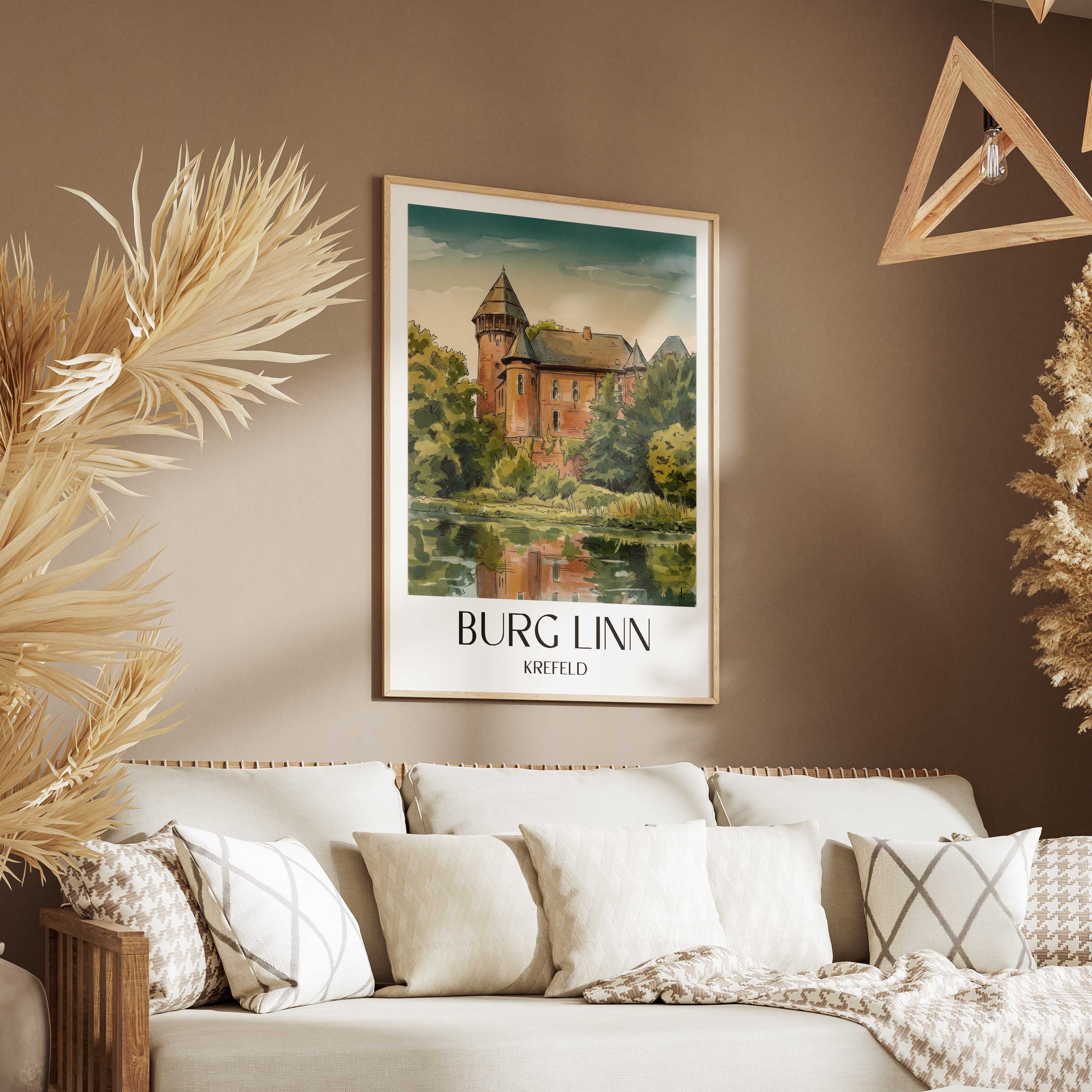 burg-linn-krefeld-deutschland-poster-aquarell
