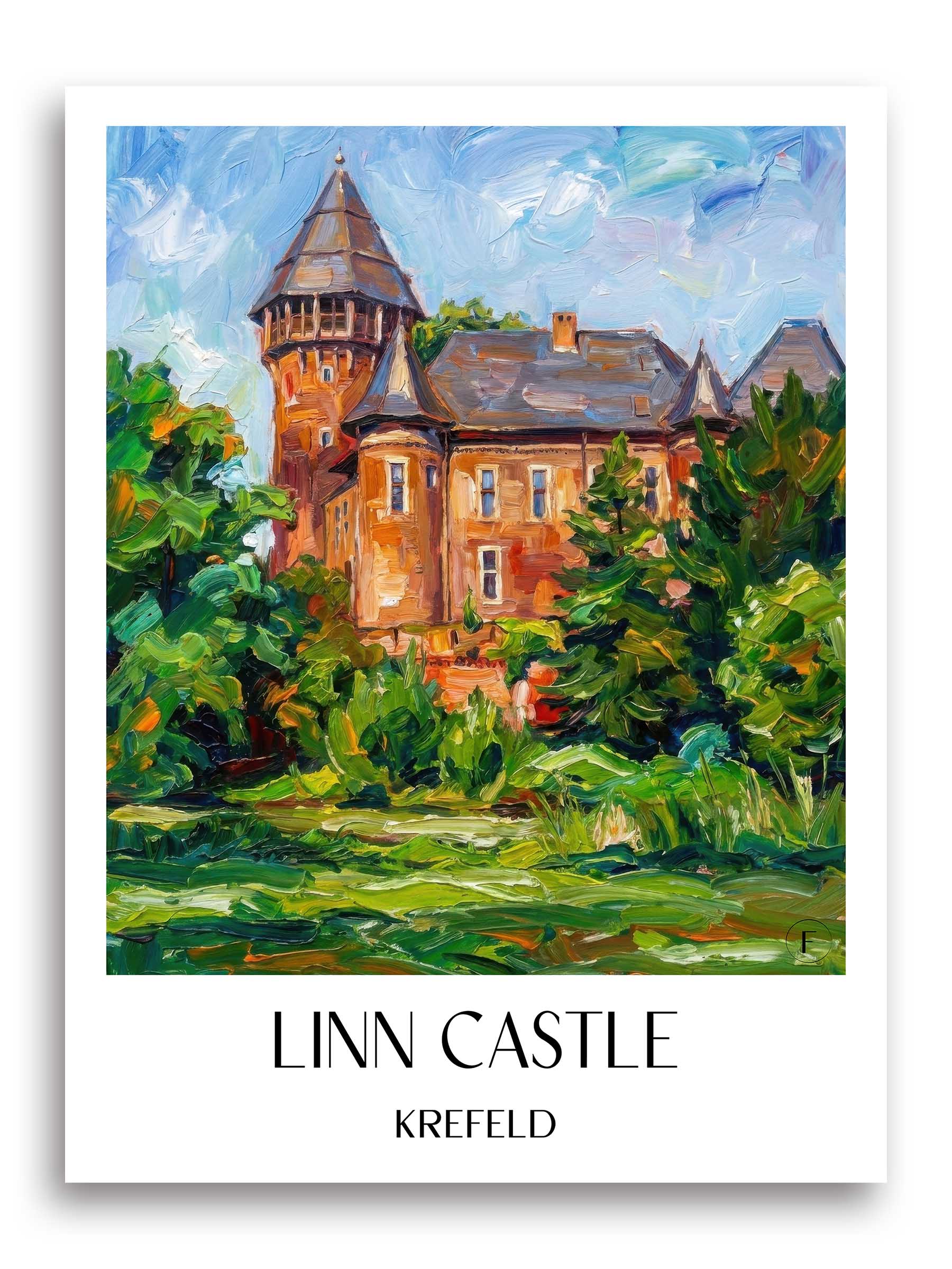 Burg Linn Poster - Krefeld - Deutschland Kunstdruck - Ölgemälde von A4 bis A1 - favplace