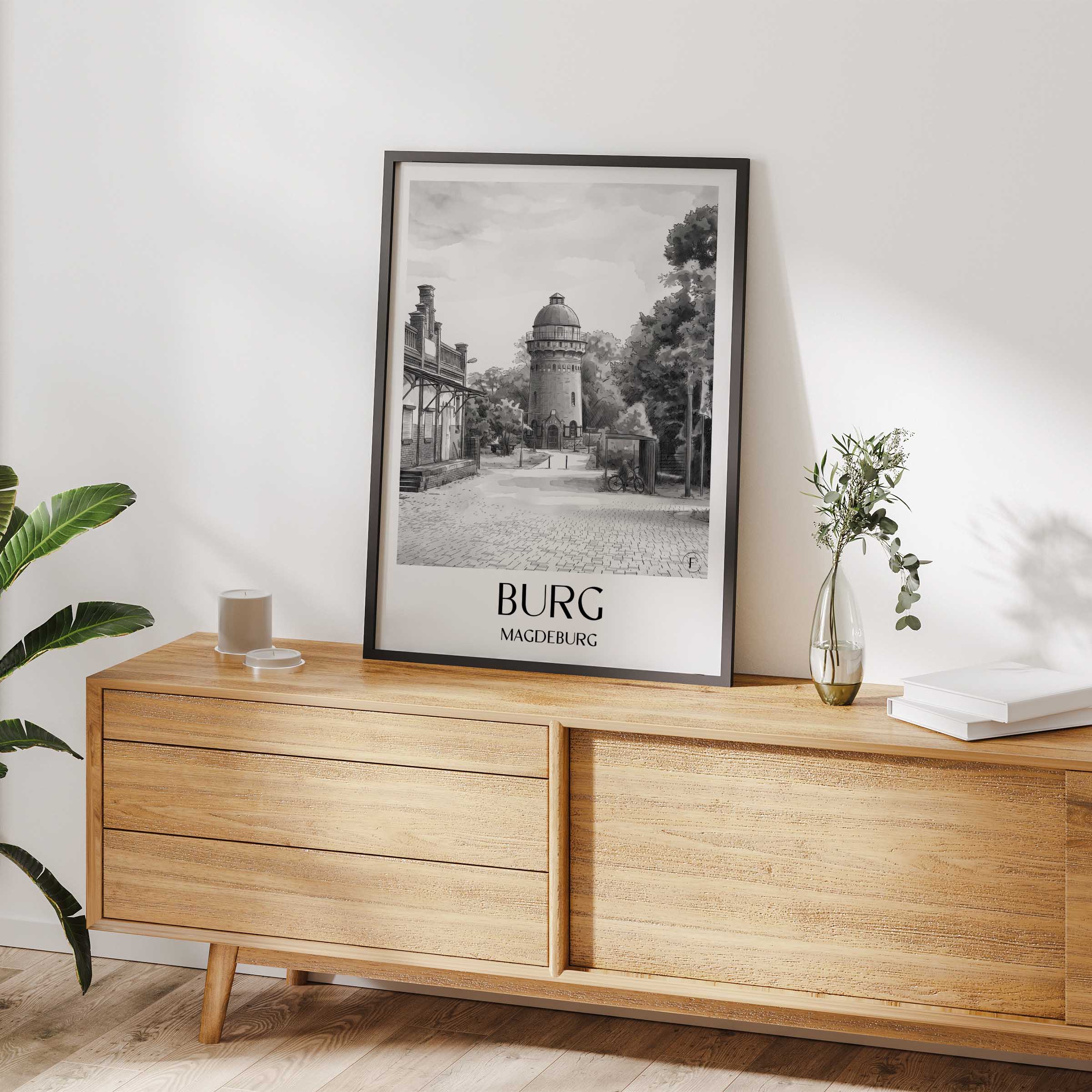 burg-magdeburg-deutschland-poster-aquarell-schwarz-weiss