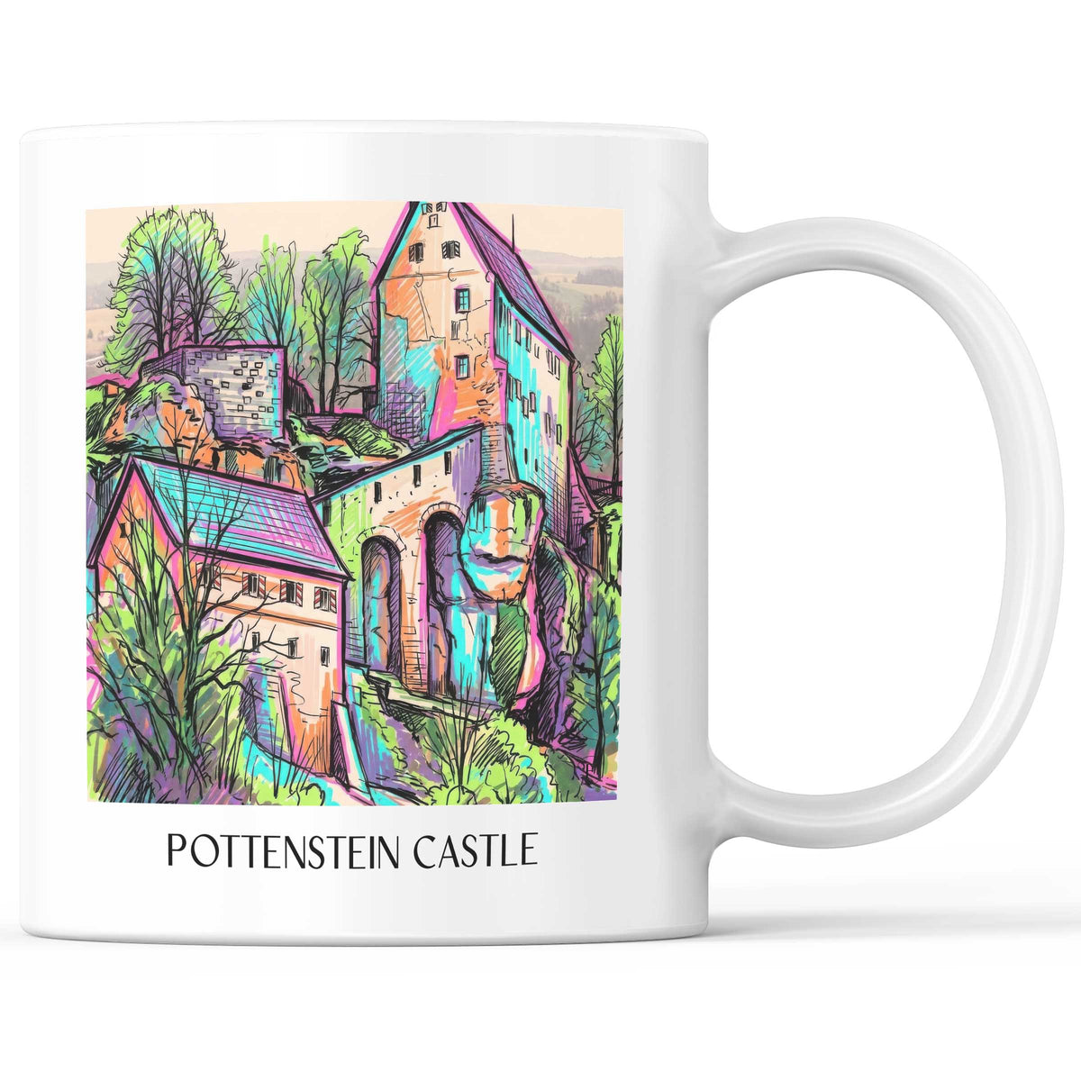 Burg Pottenstein - Deutschland Becher - Kaffeetasse im Tag Graffiti Stil - favplace