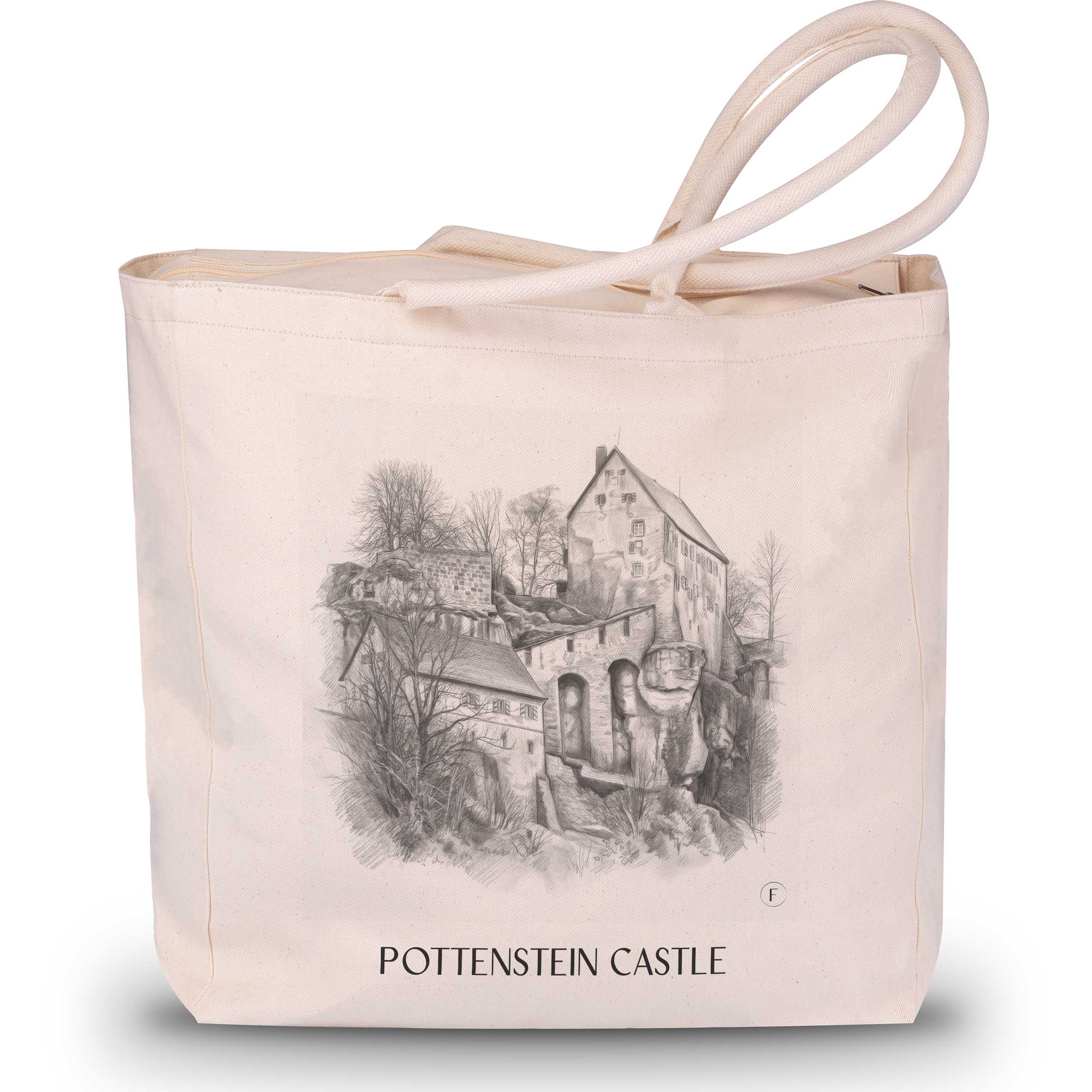 Burg Pottenstein - Deutschland Tote Bag - Einkaufstasche im Zeichnung Stil